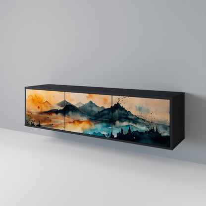 OMINOUS MOUNTAINS Třídveřový TV stolek