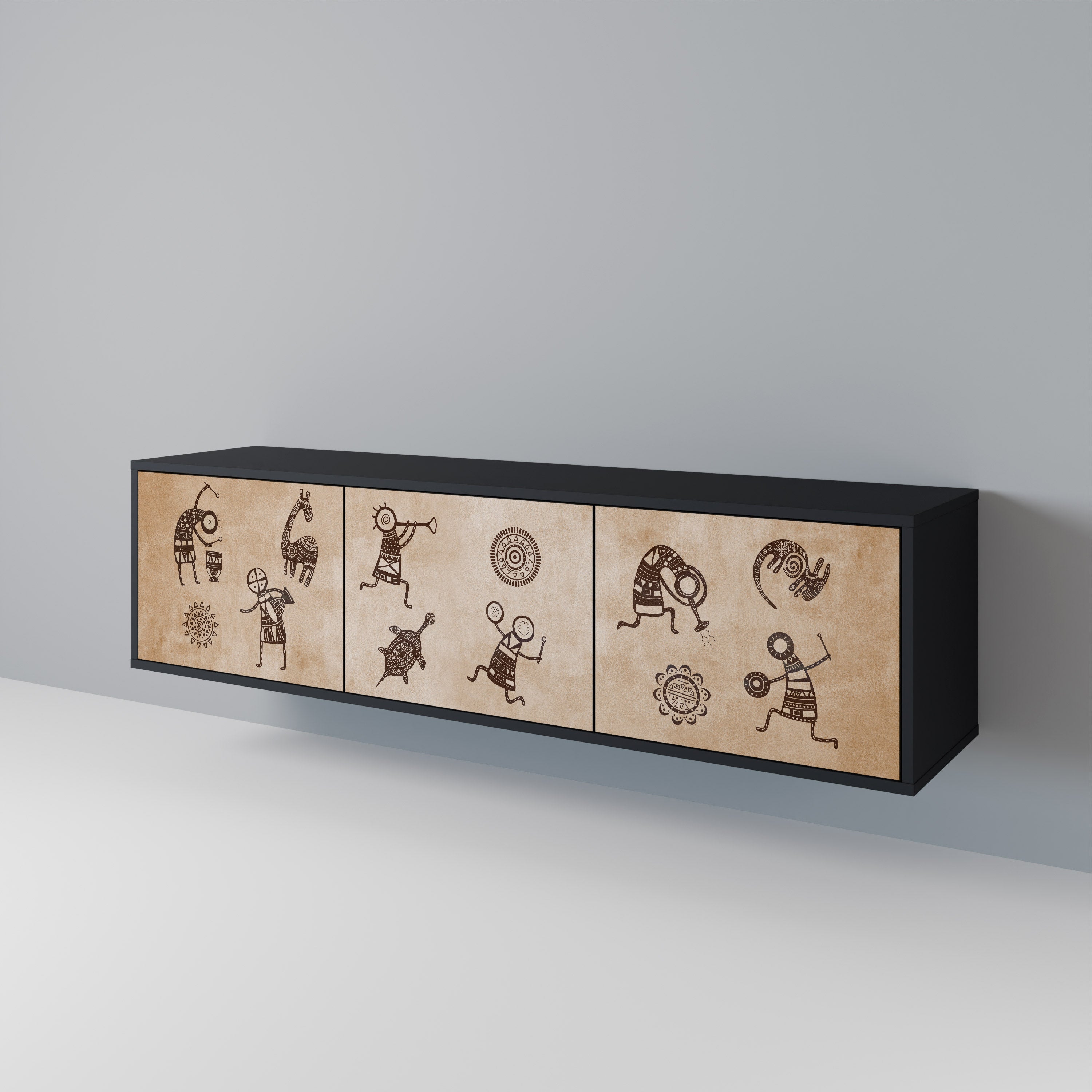AFRICAN STYLE Třídveřový TV stolek