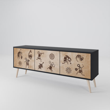 AFRICAN STYLE Třídveřový TV stolek