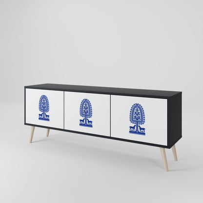 POLISH FOLK ART Třídveřový TV stolek