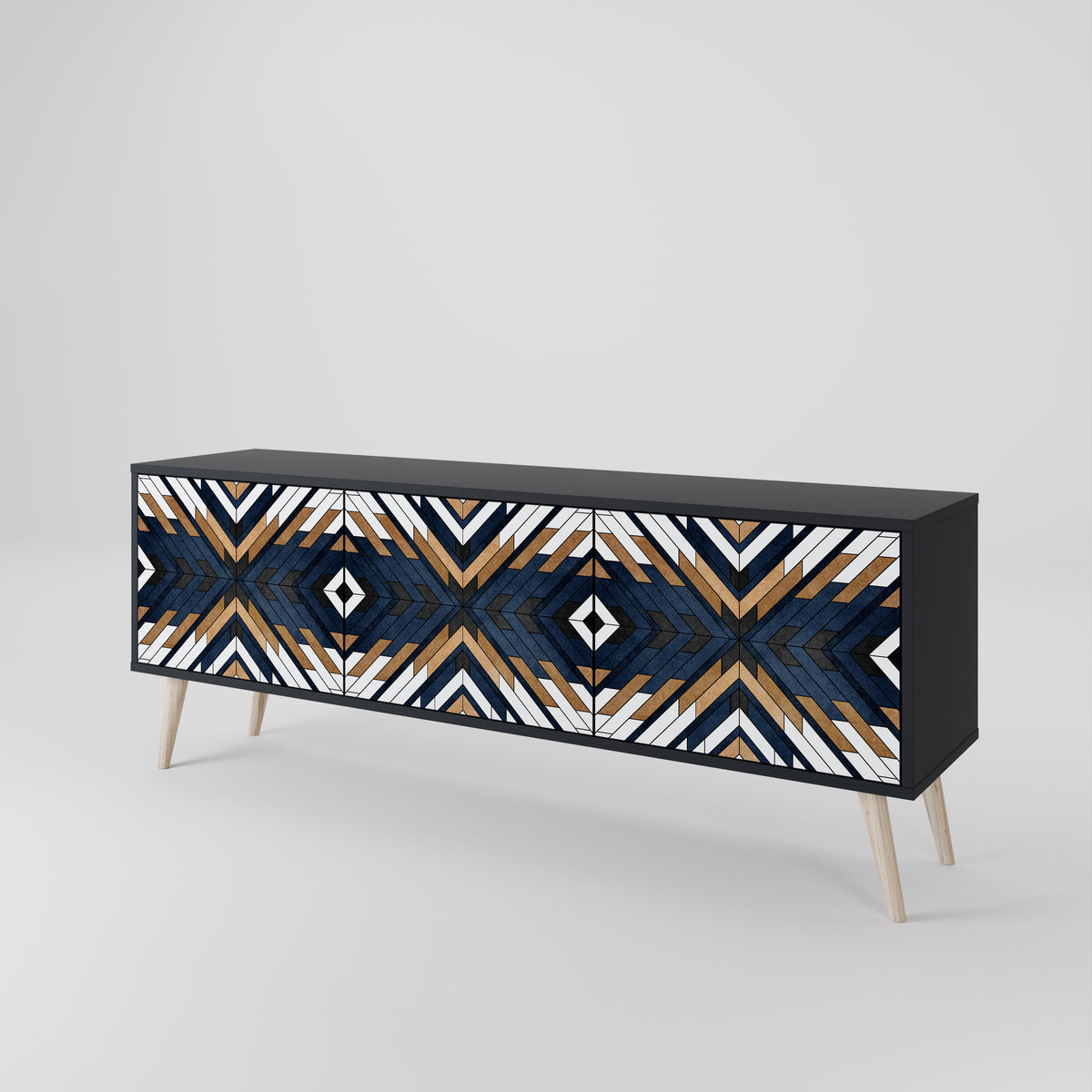 ARTFUL GEOMETRY Třídveřový TV stolek