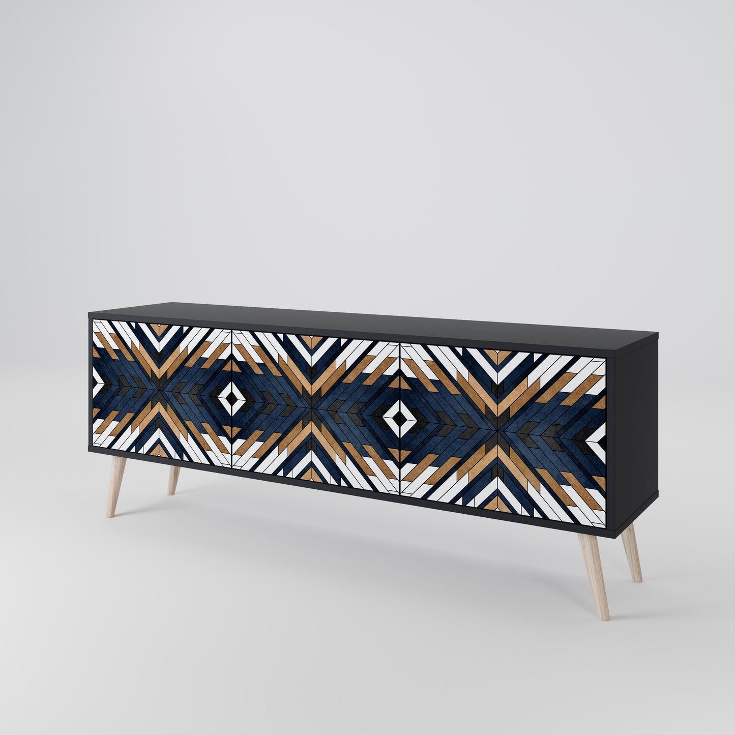 ARTFUL GEOMETRY Třídveřový TV stolek