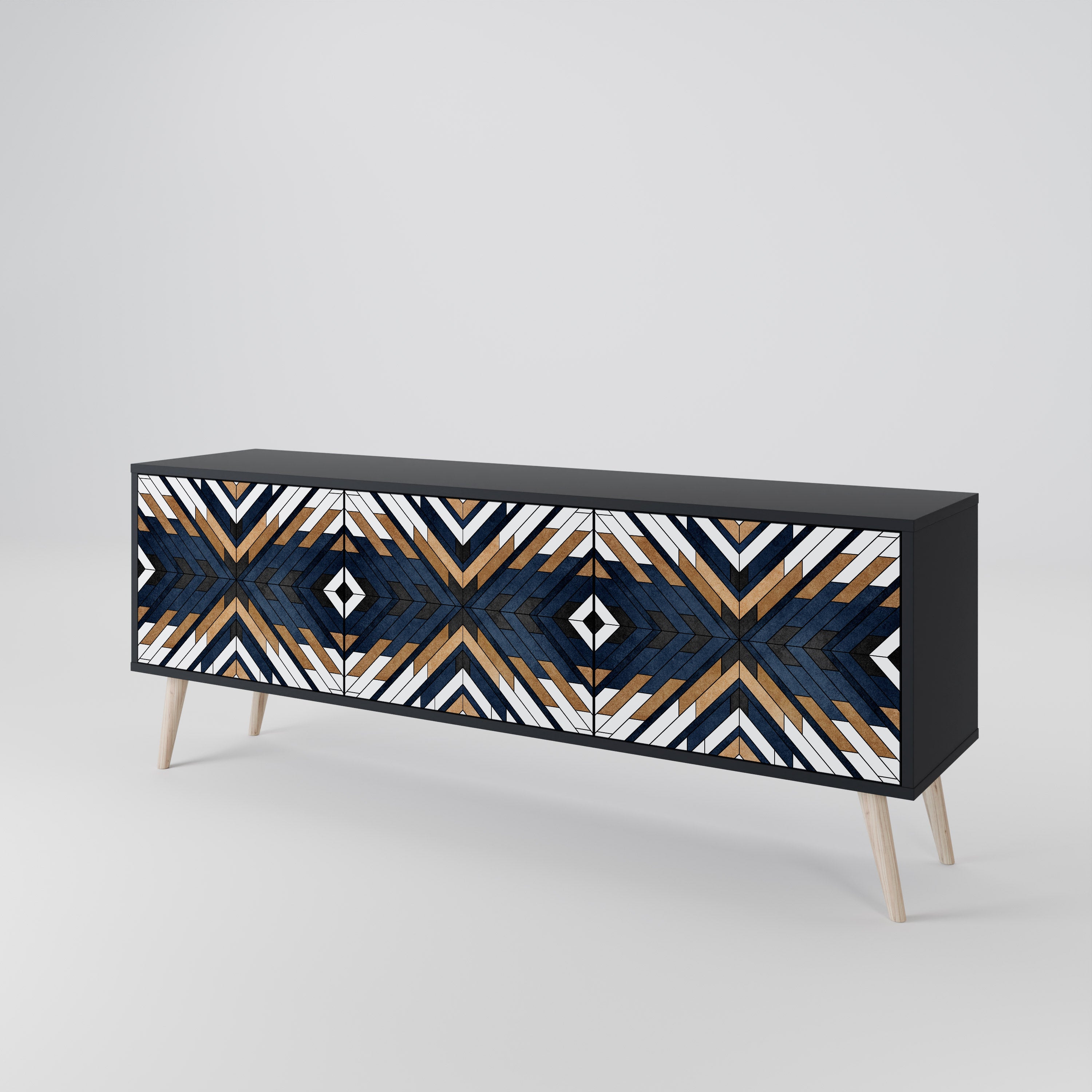 ARTFUL GEOMETRY Třídveřový TV stolek