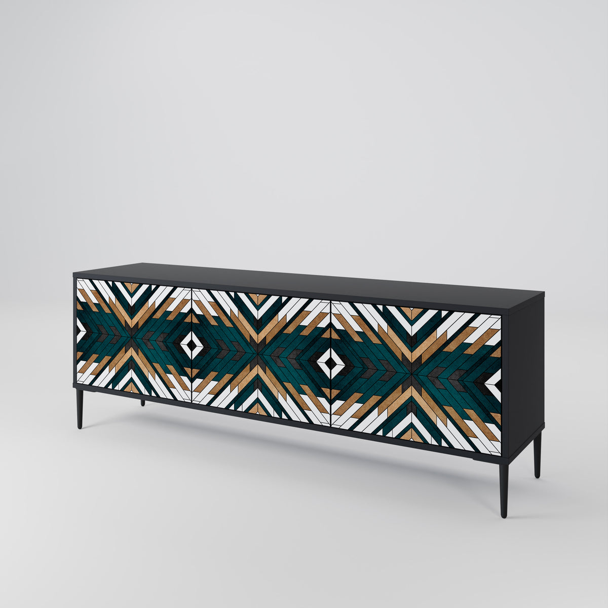 ARTISTIC GEOMETRY Třídveřový TV stolek