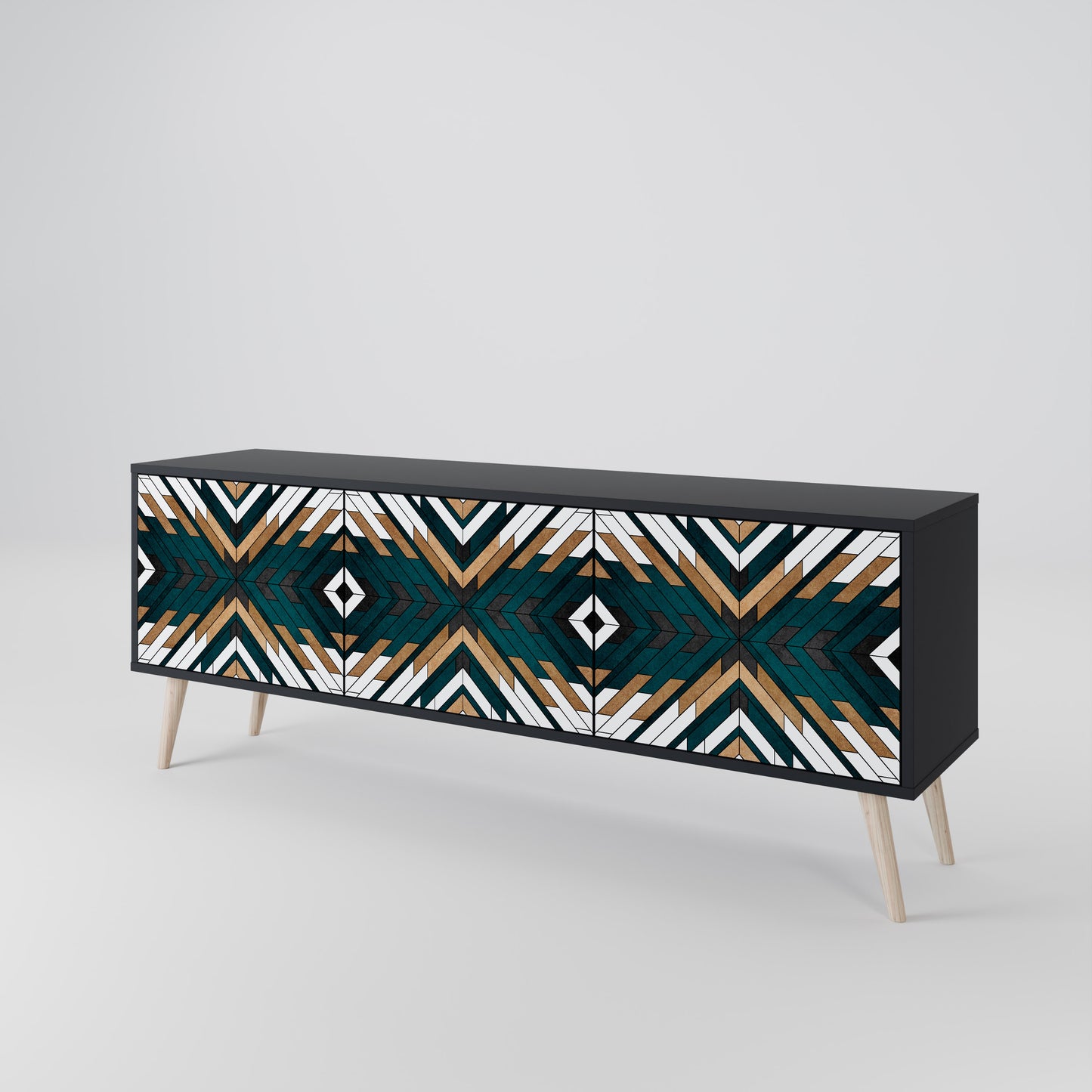 ARTISTIC GEOMETRY Třídveřový TV stolek