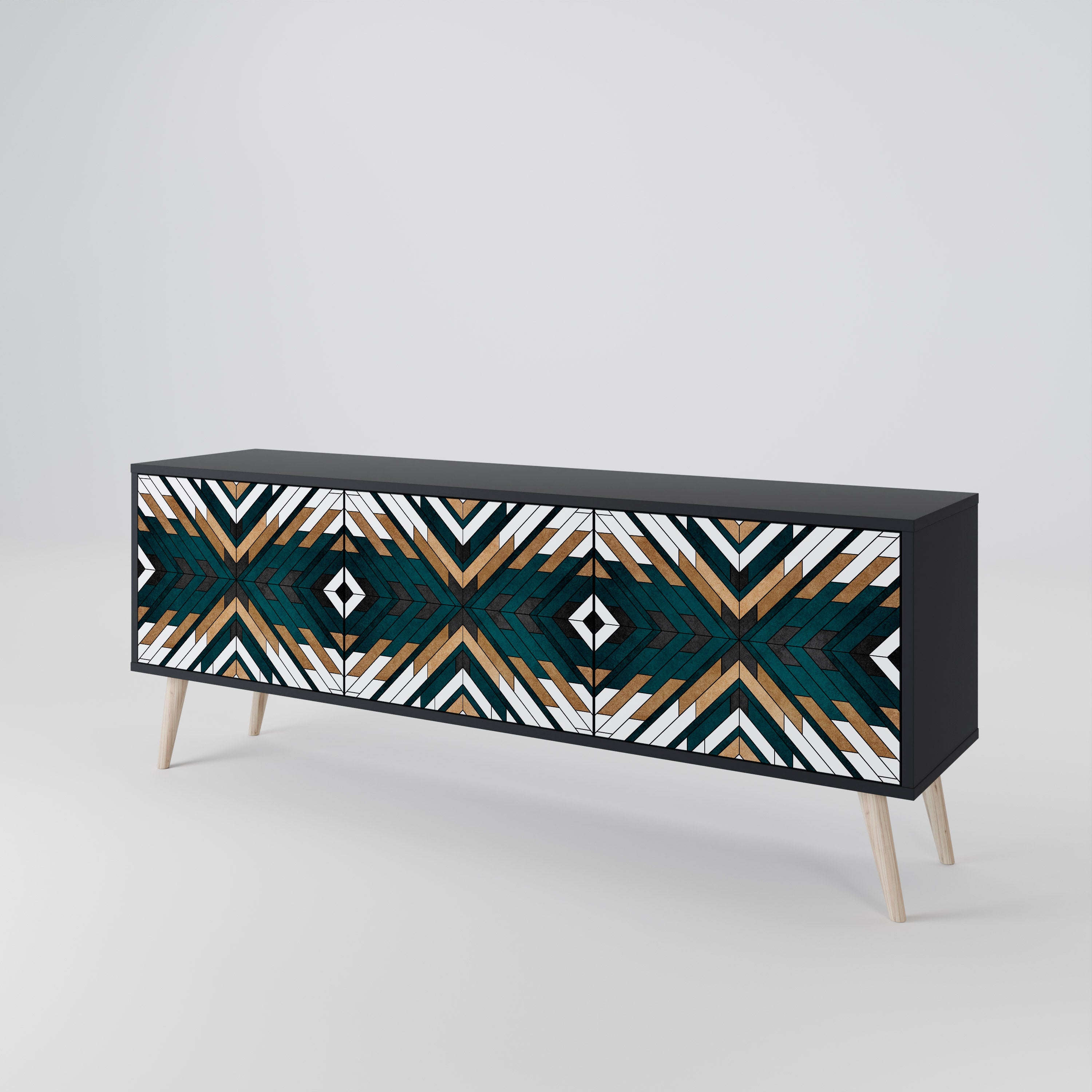 ARTISTIC GEOMETRY Třídveřový TV stolek