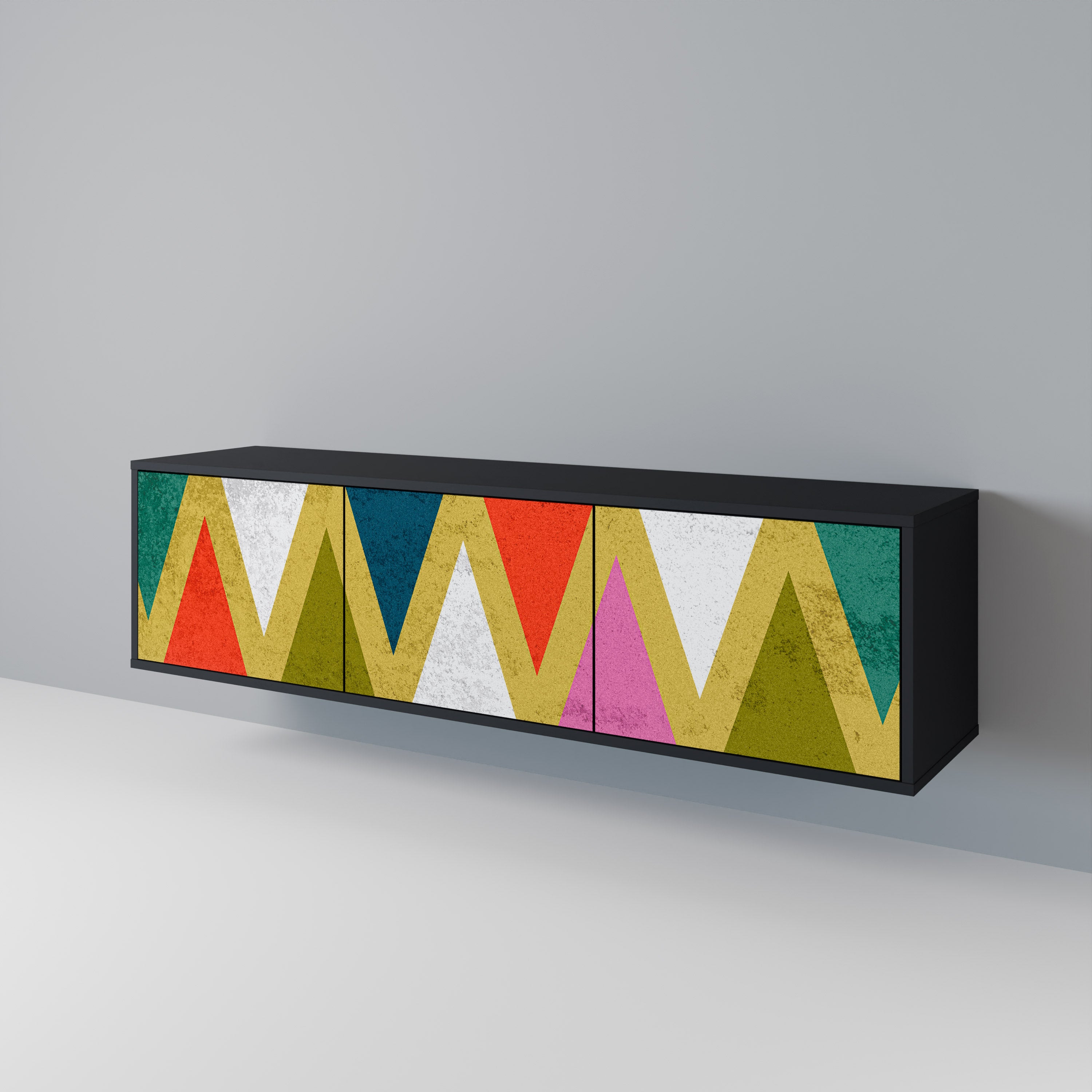 COLORFUL TRIANGLES Třídveřový TV stolek