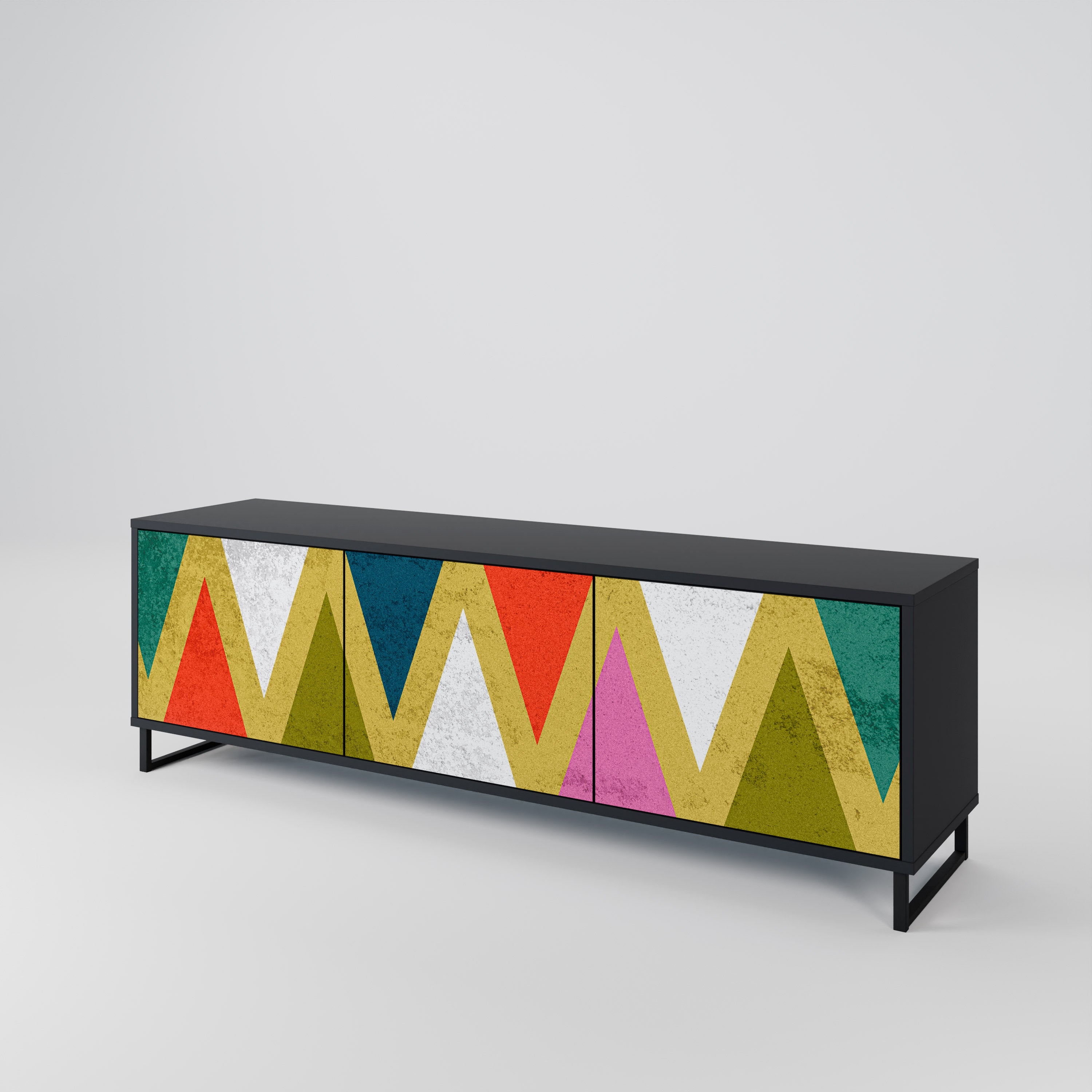 COLORFUL TRIANGLES Třídveřový TV stolek