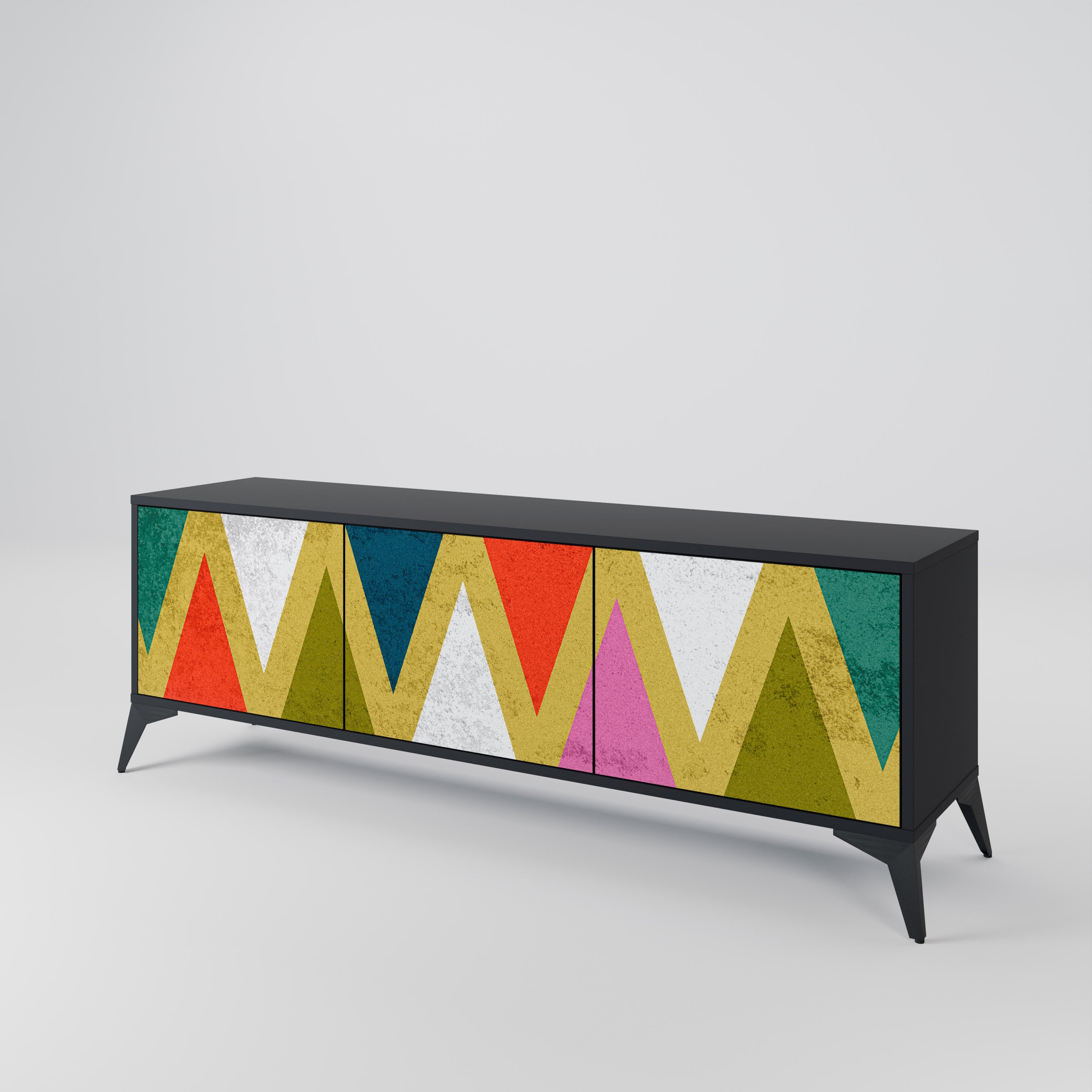 COLORFUL TRIANGLES Třídveřový TV stolek