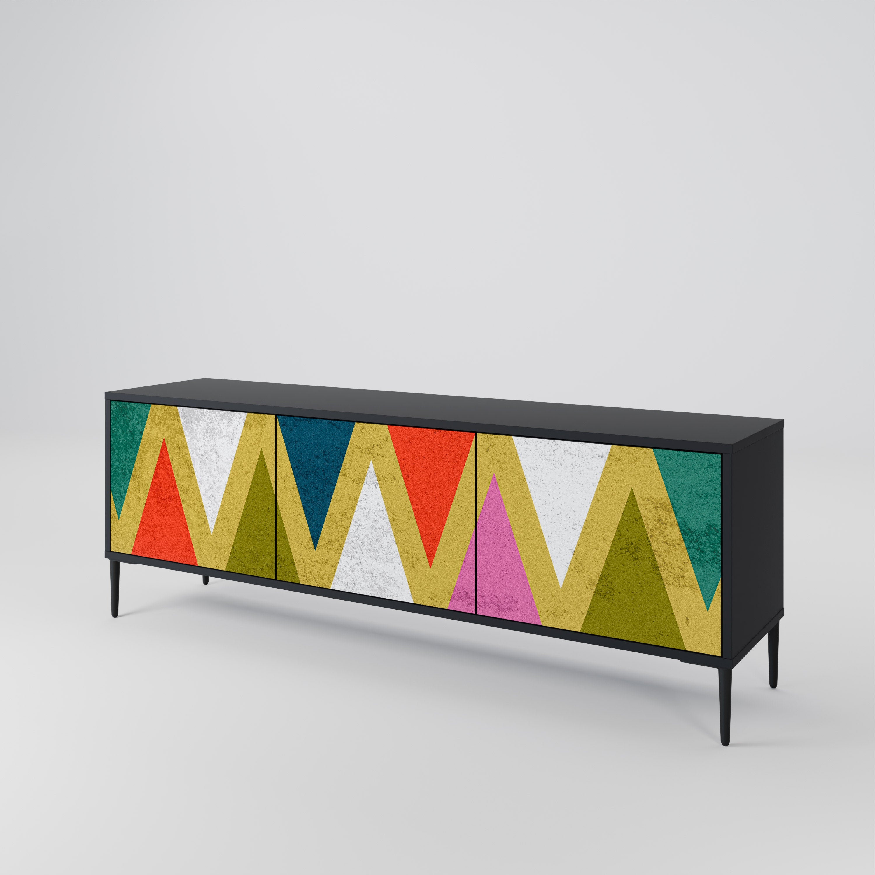 COLORFUL TRIANGLES Třídveřový TV stolek
