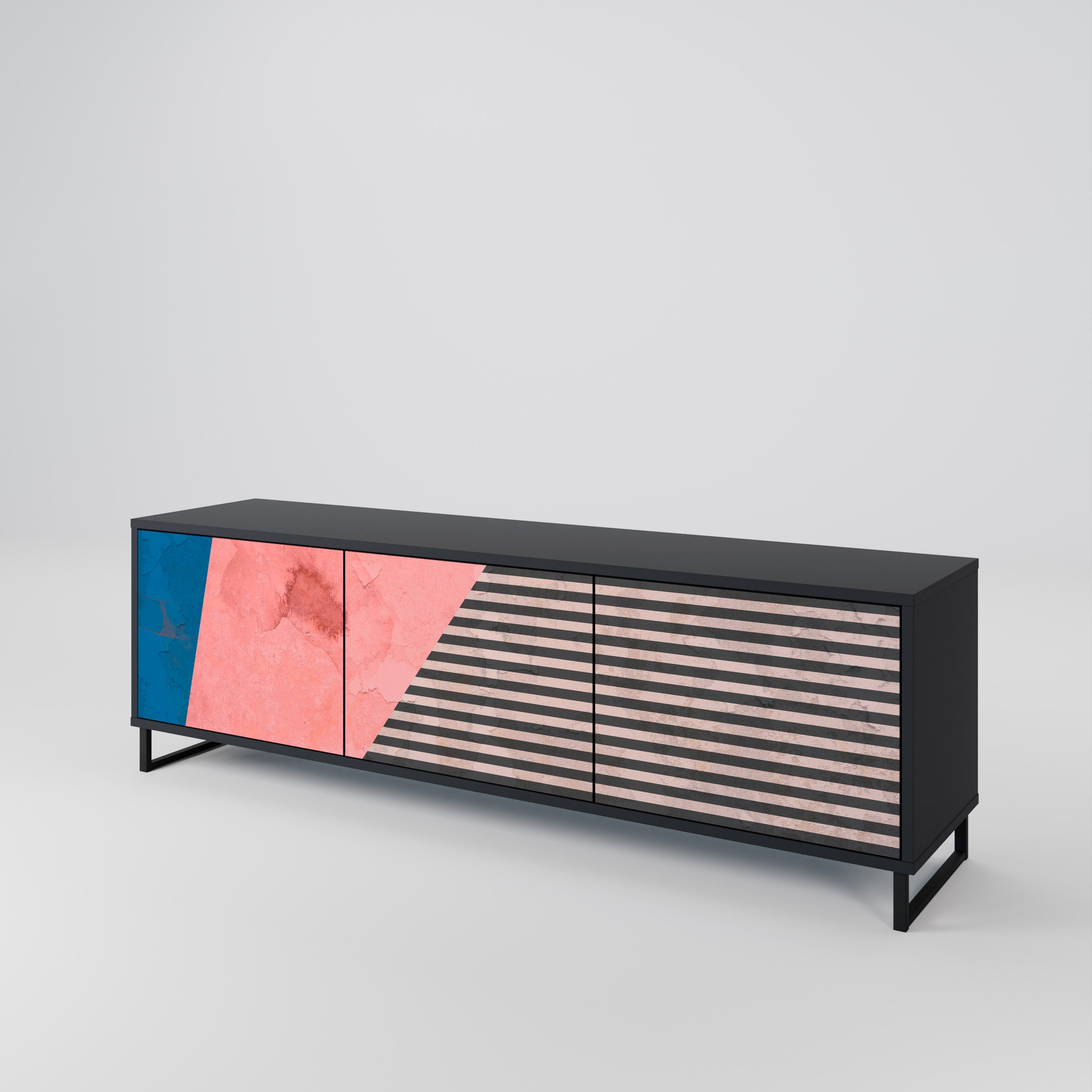 GLAMOROUS STRIPE Třídveřový TV stolek