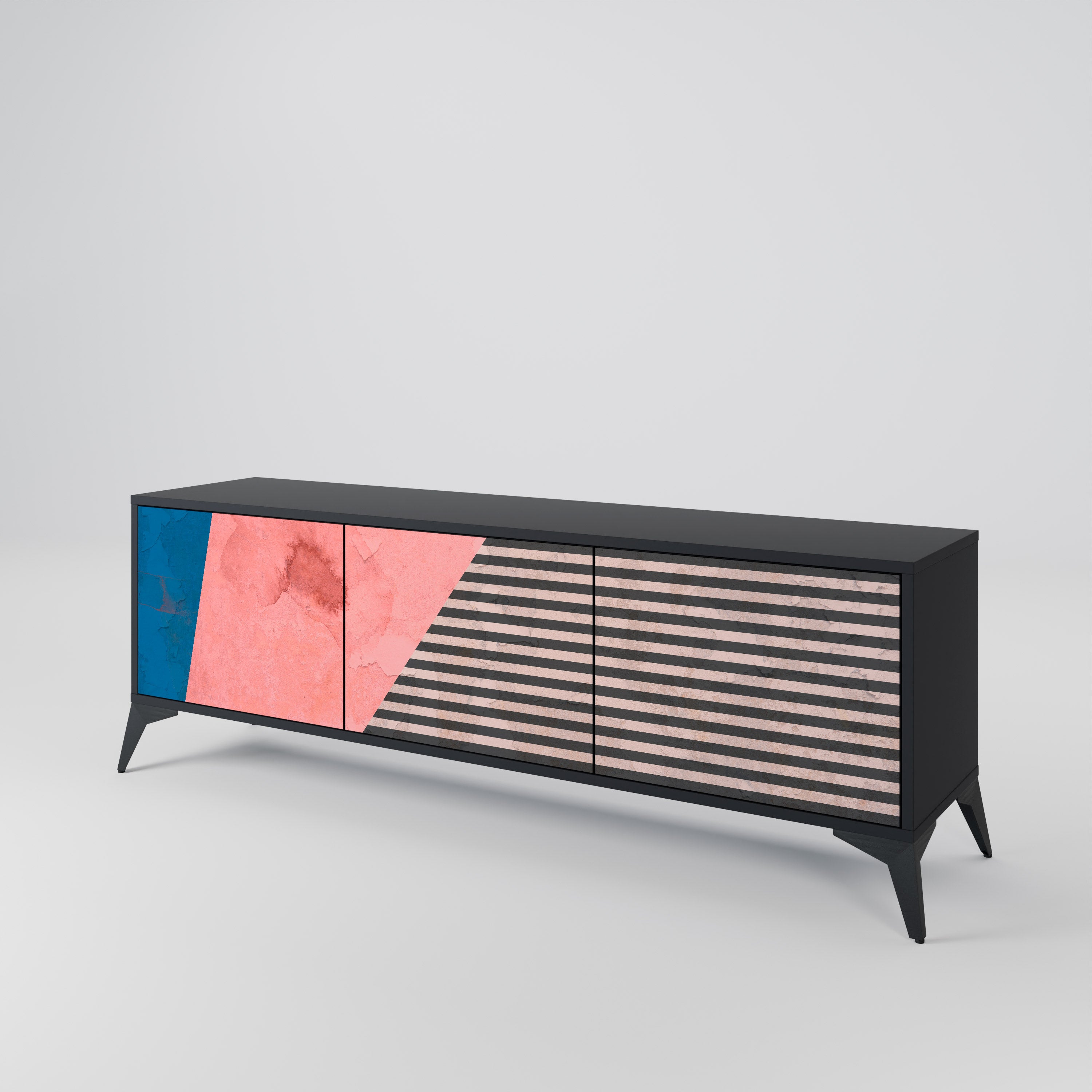 GLAMOROUS STRIPE Třídveřový TV stolek