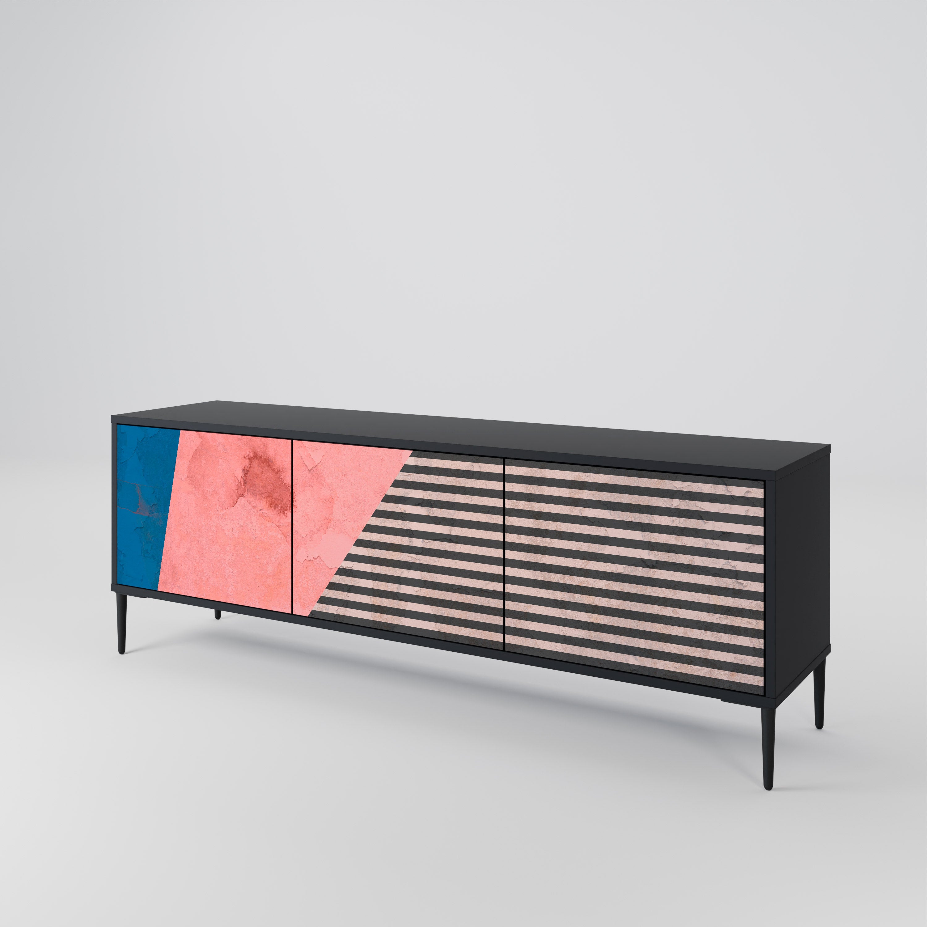 GLAMOROUS STRIPE Třídveřový TV stolek