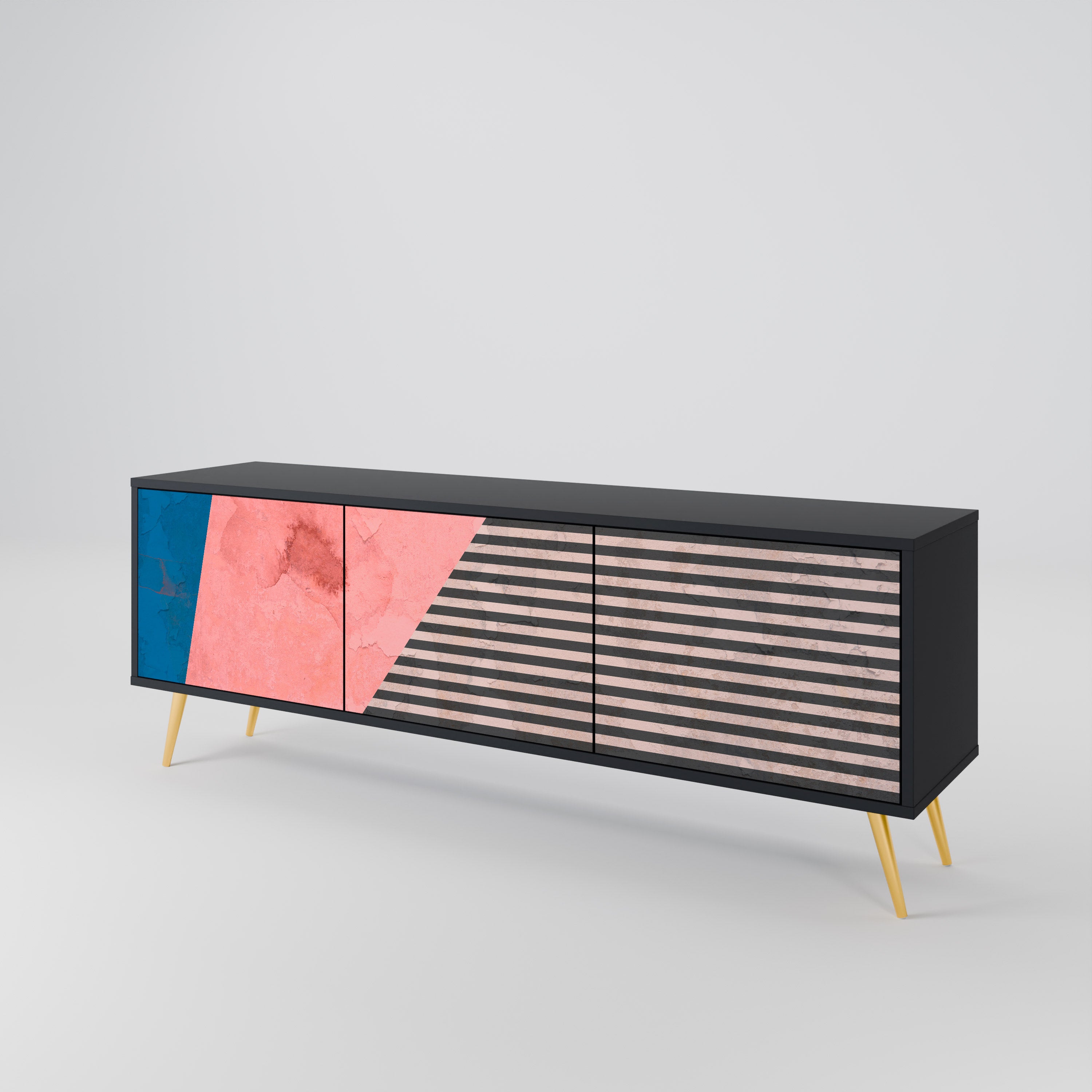 GLAMOROUS STRIPE Třídveřový TV stolek