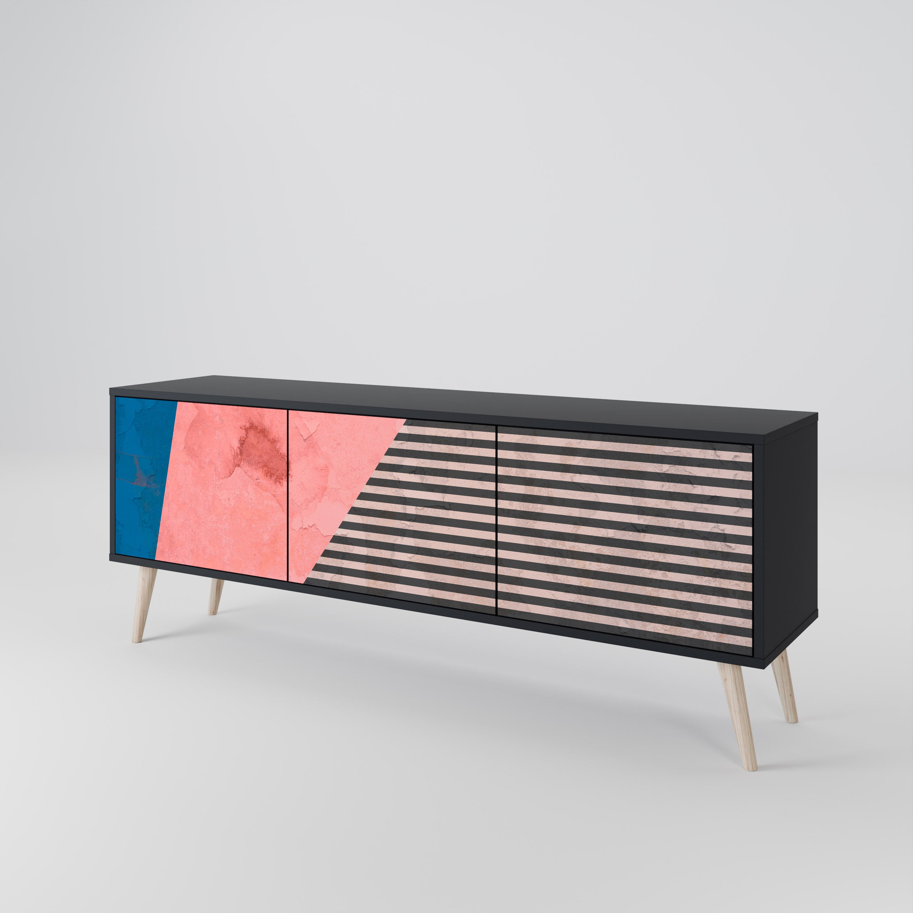GLAMOROUS STRIPE Třídveřový TV stolek