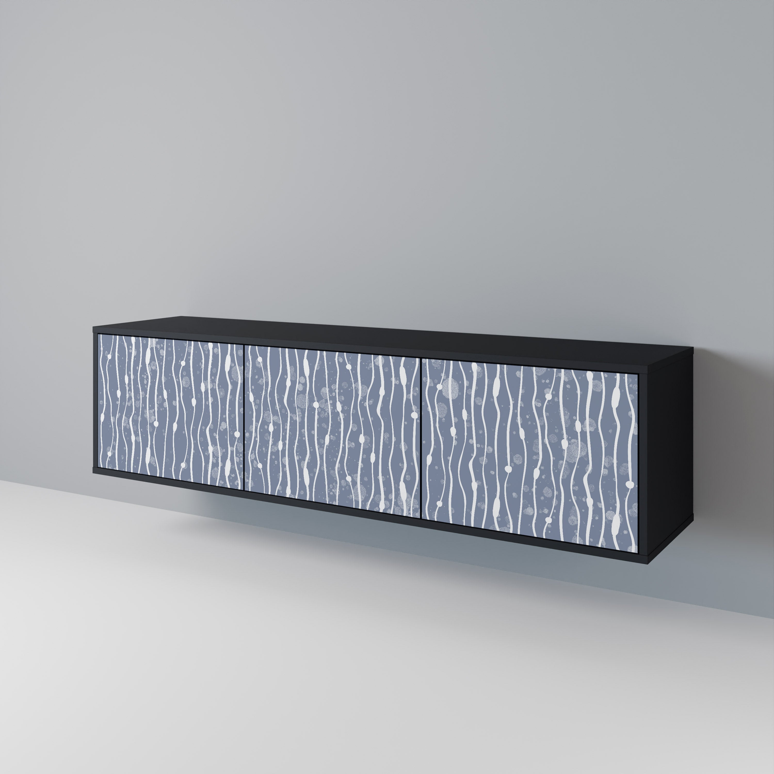 GRAPHITE RAIN Třídveřový TV stolek