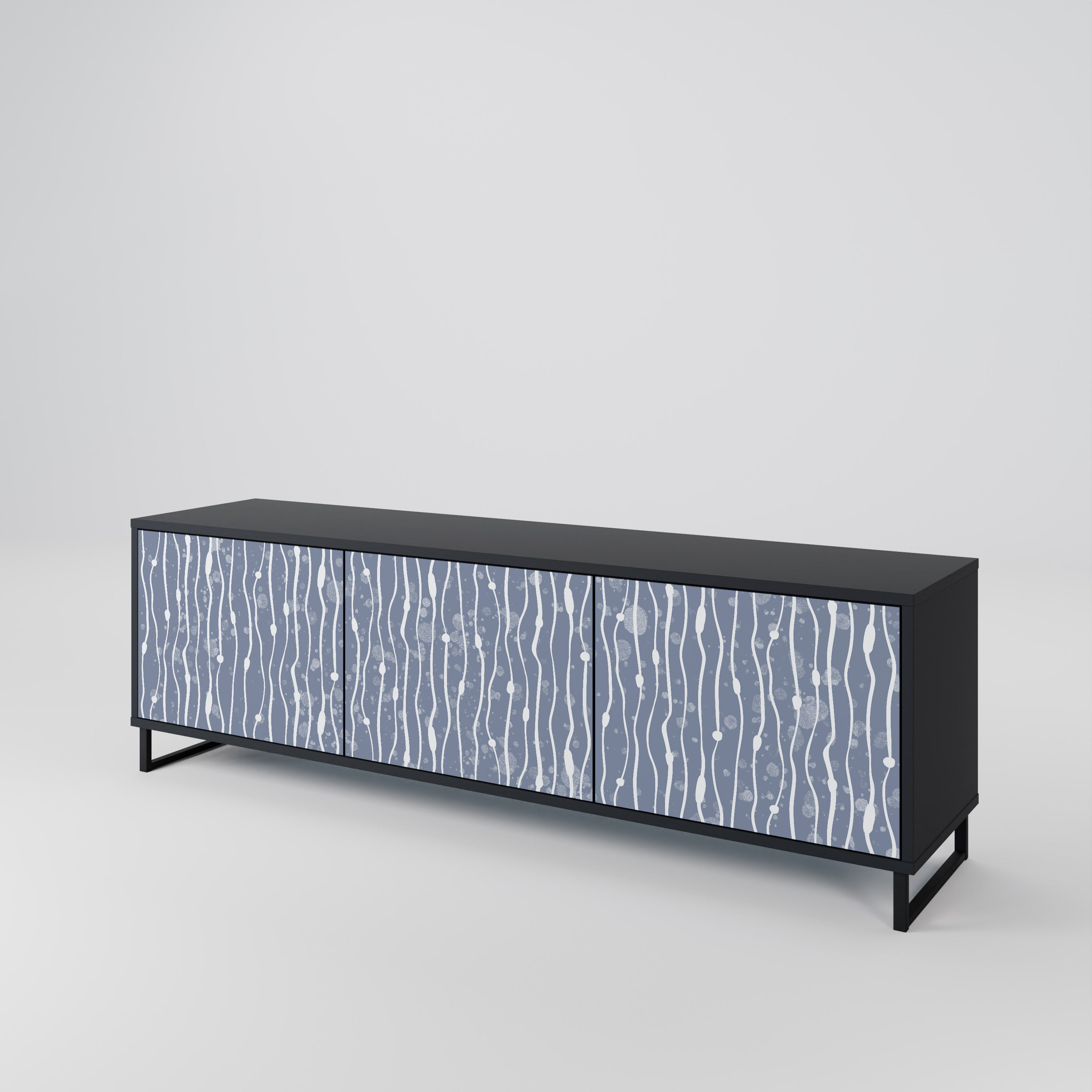 GRAPHITE RAIN Třídveřový TV stolek