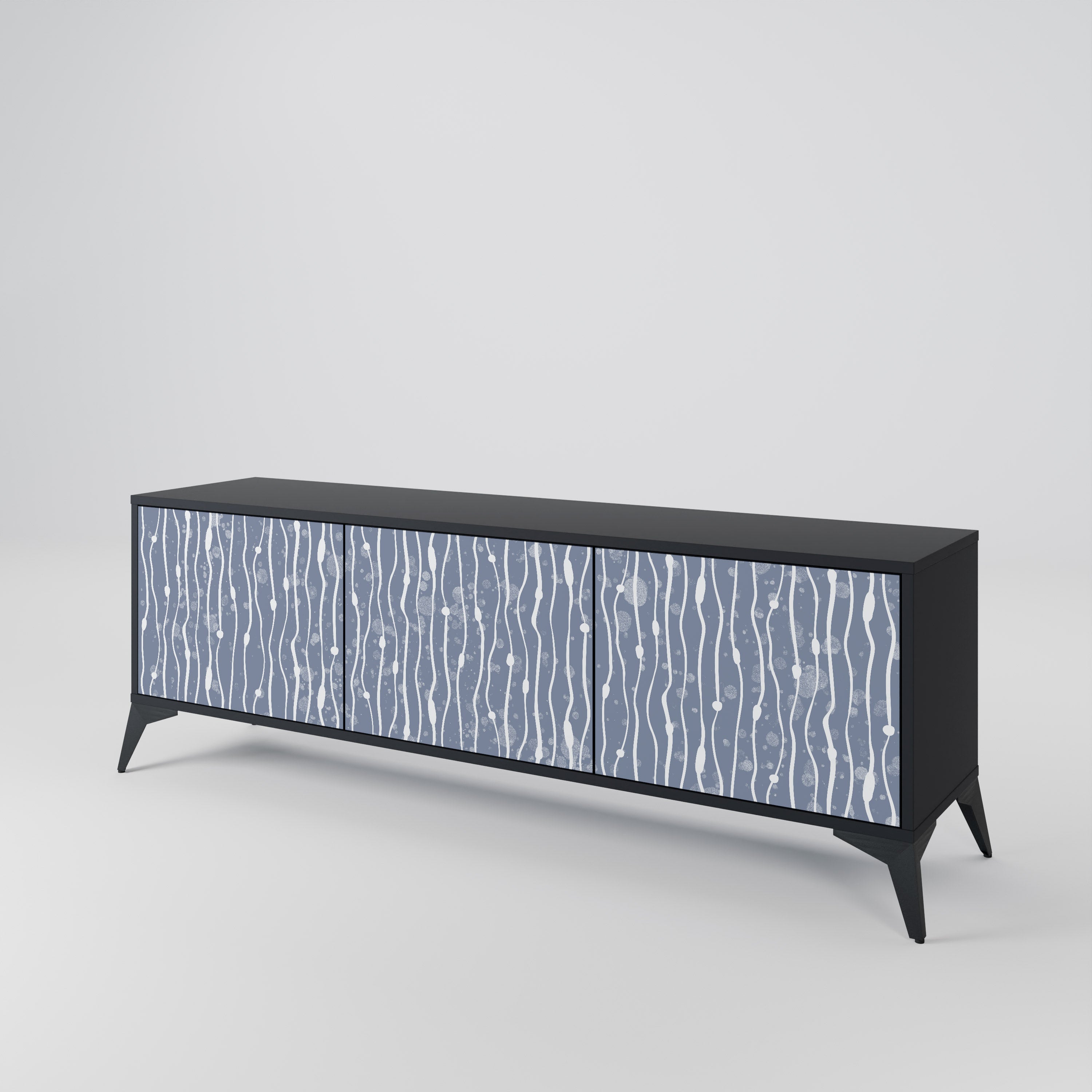 GRAPHITE RAIN Třídveřový TV stolek