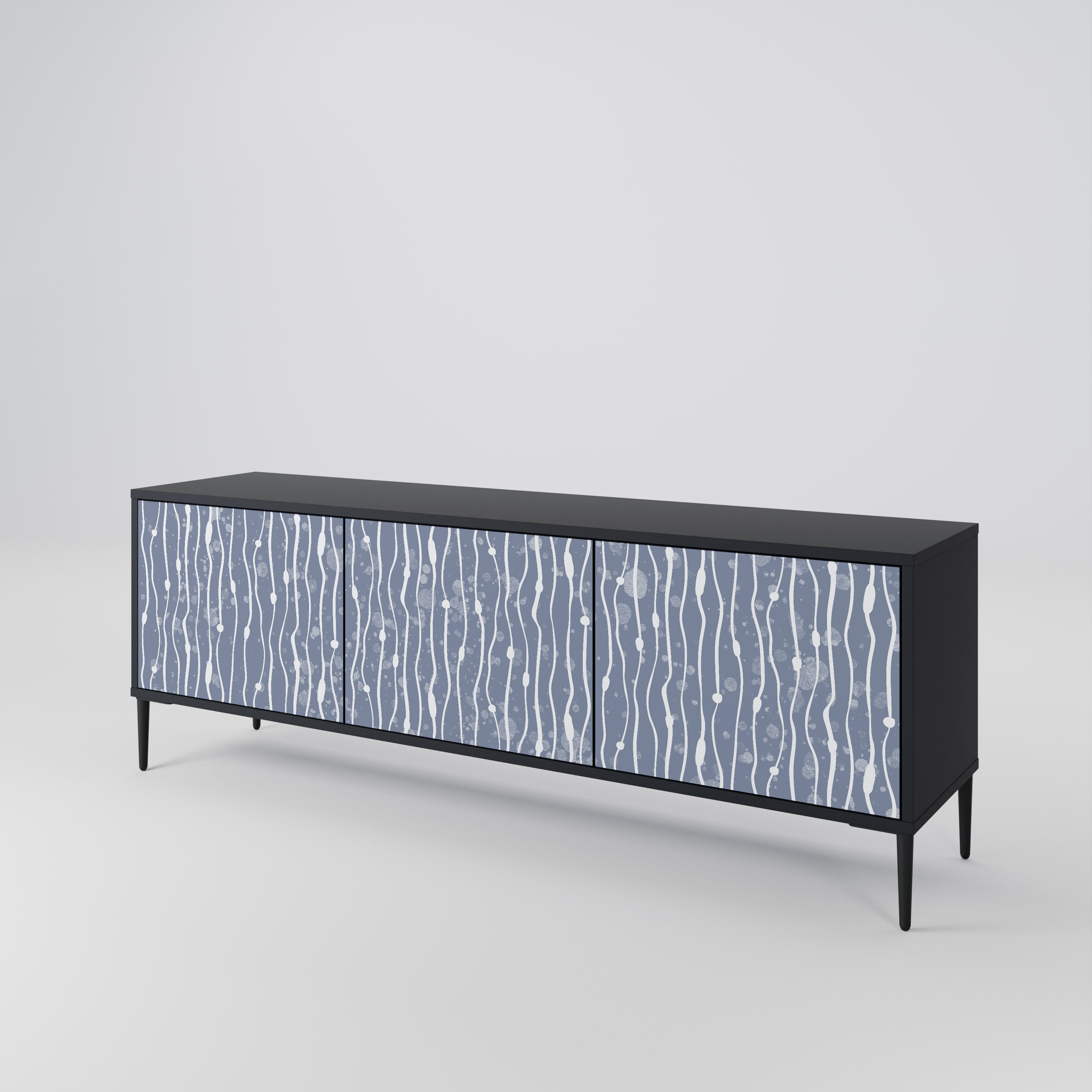 GRAPHITE RAIN Třídveřový TV stolek