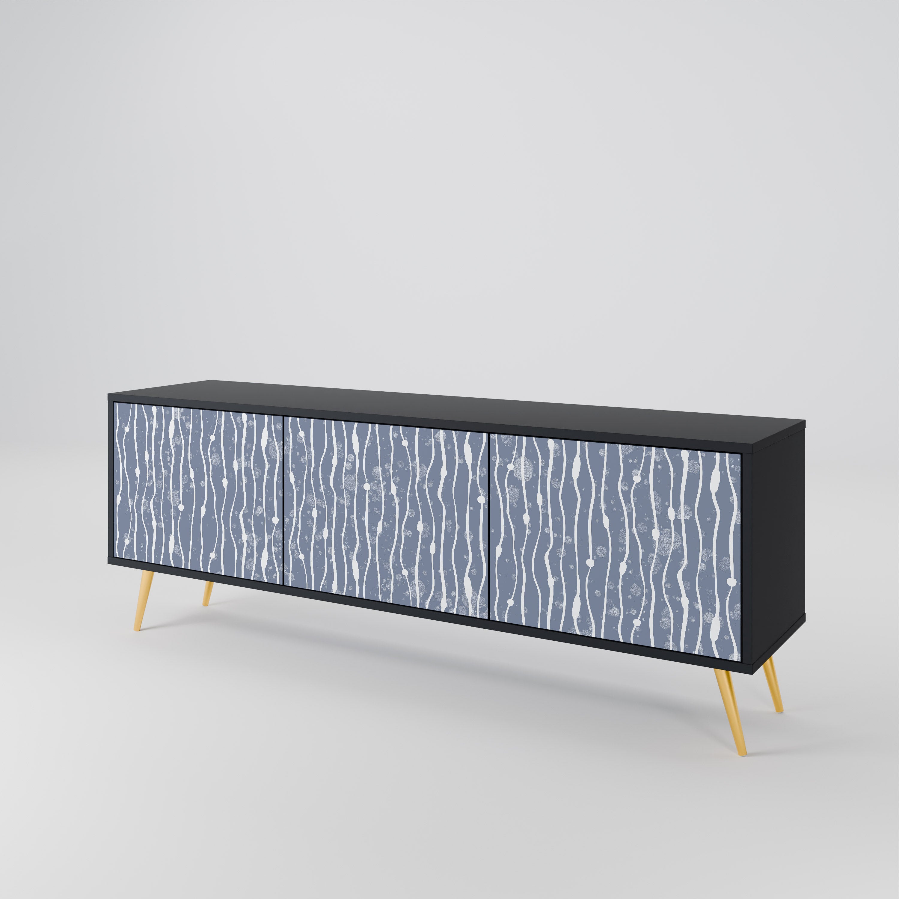 GRAPHITE RAIN Třídveřový TV stolek
