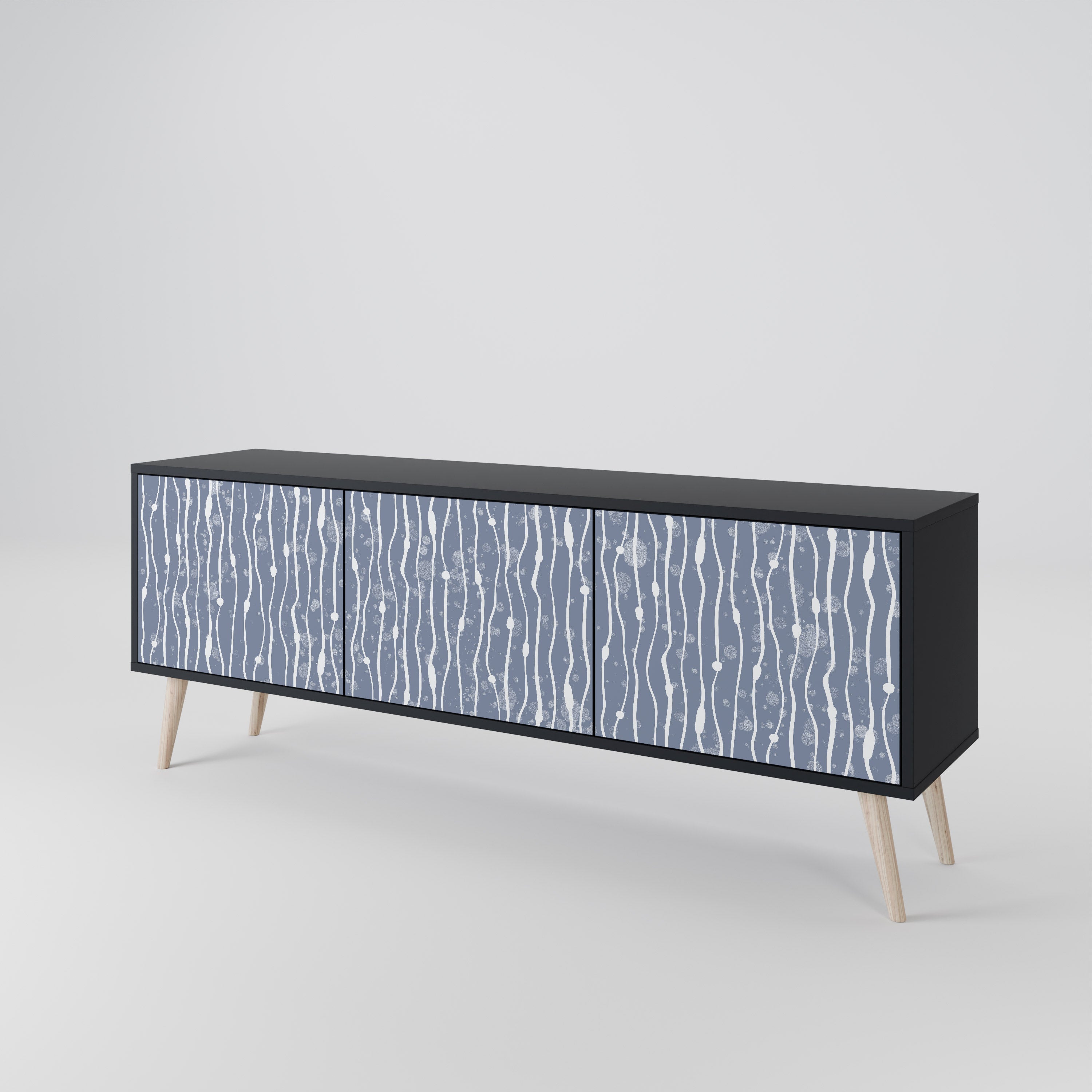 GRAPHITE RAIN Třídveřový TV stolek