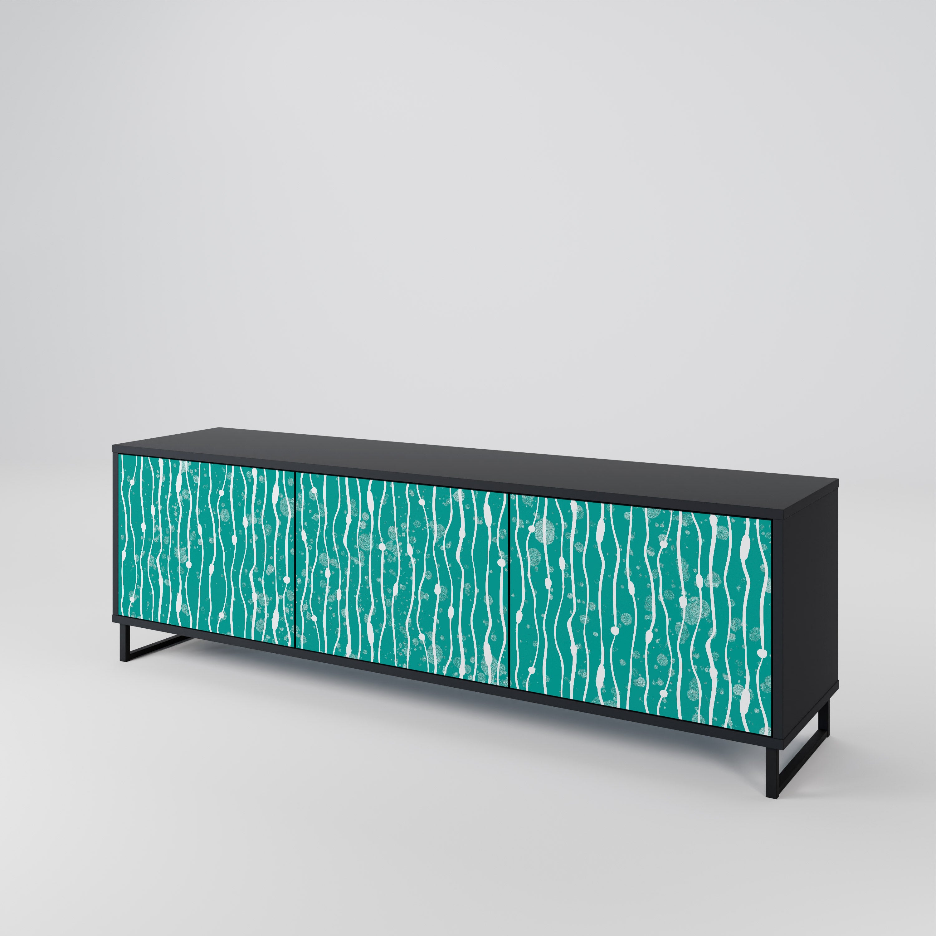 TURQUOISE RAIN Třídveřový TV stolek