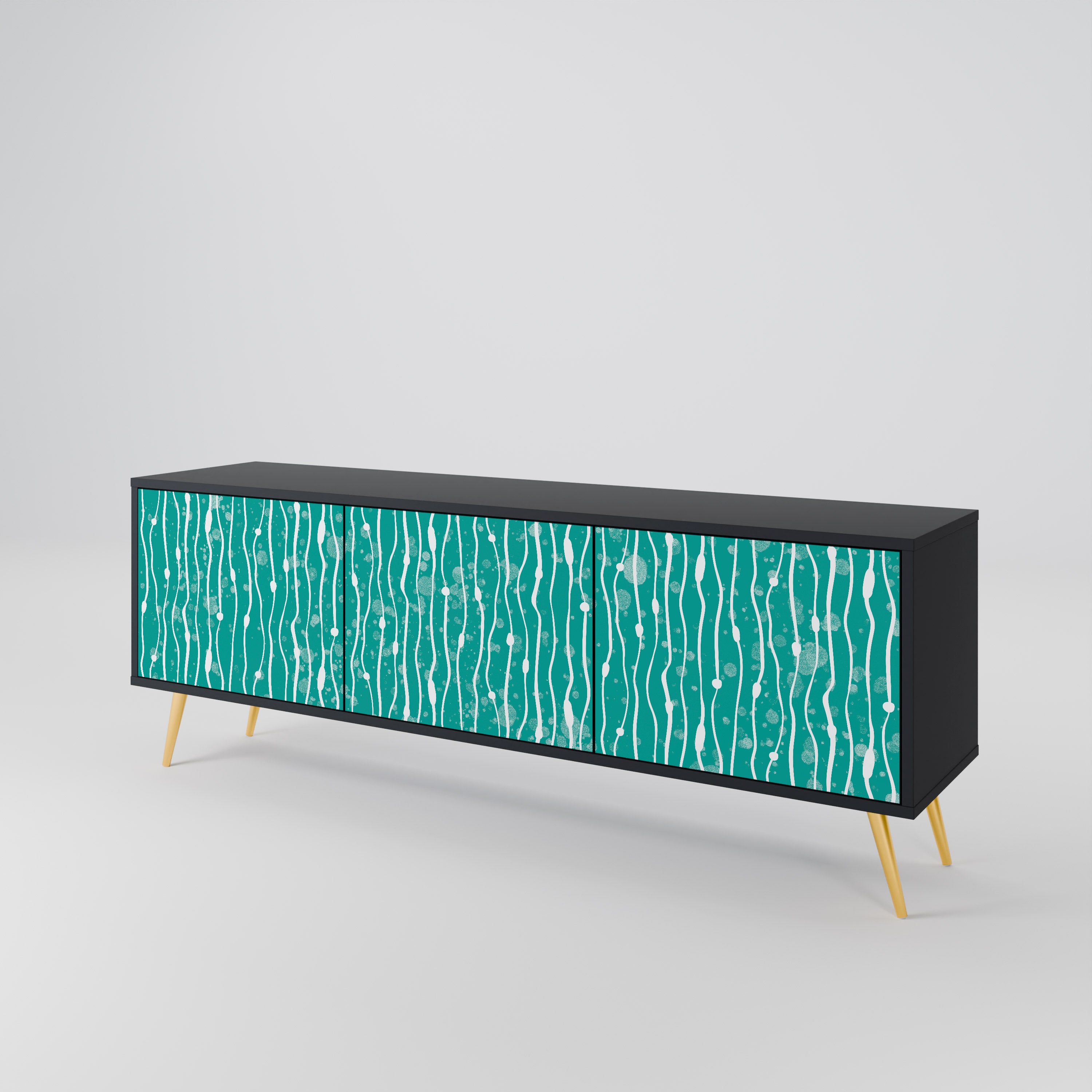 TURQUOISE RAIN Třídveřový TV stolek