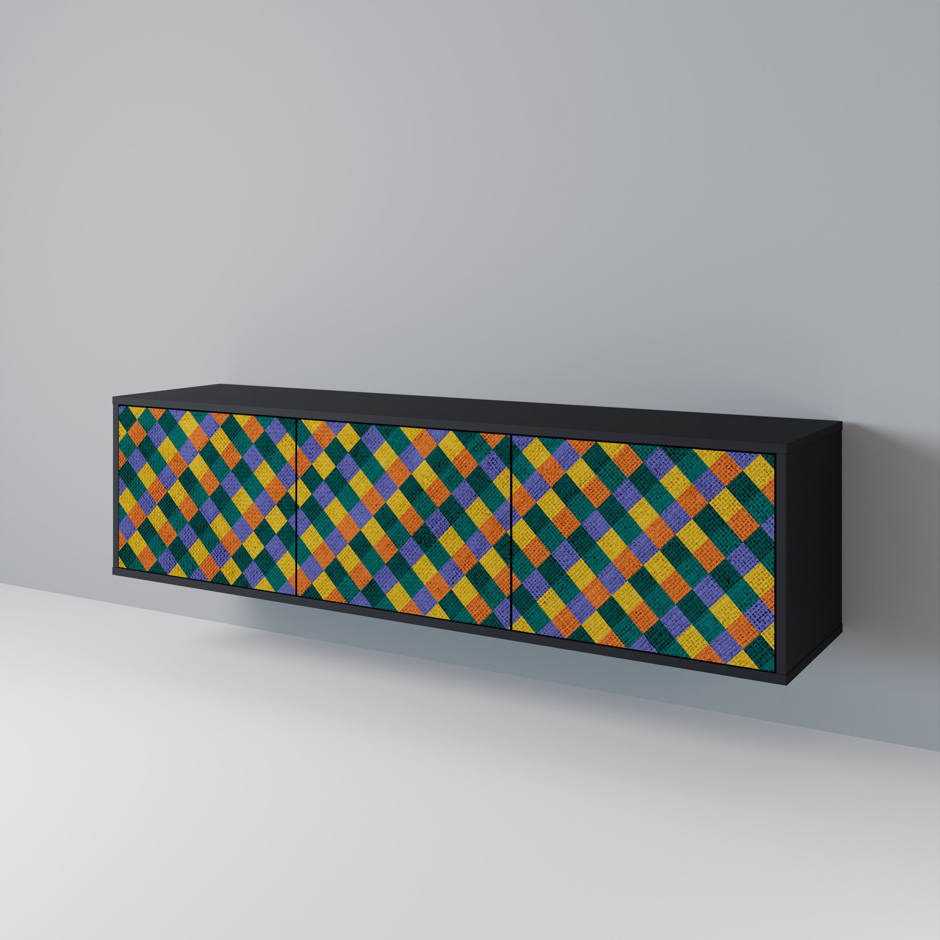 PAINTED SQUARES MIX Třídveřový TV stolek