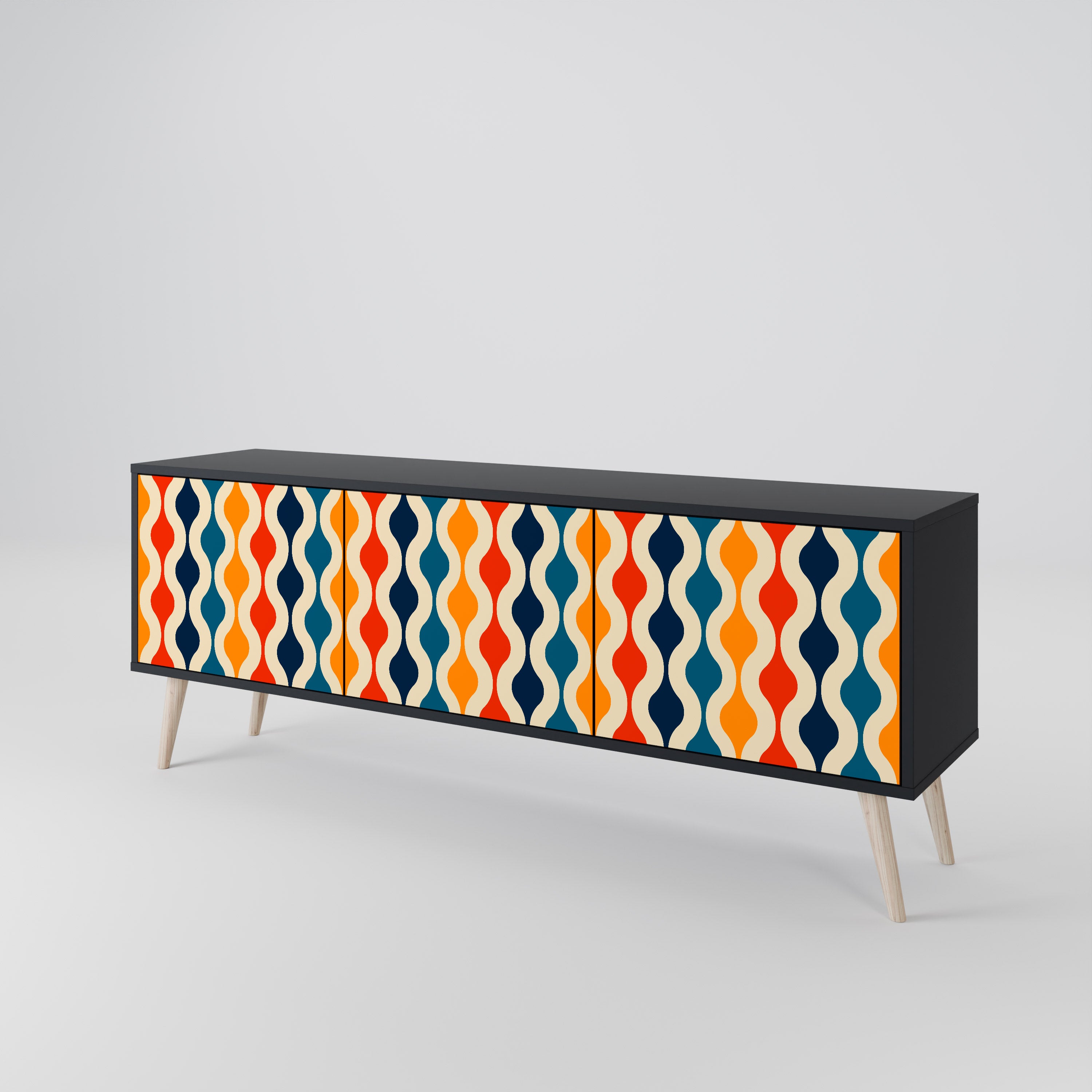 COLORFUL NOSTALGIA Třídveřový TV stolek