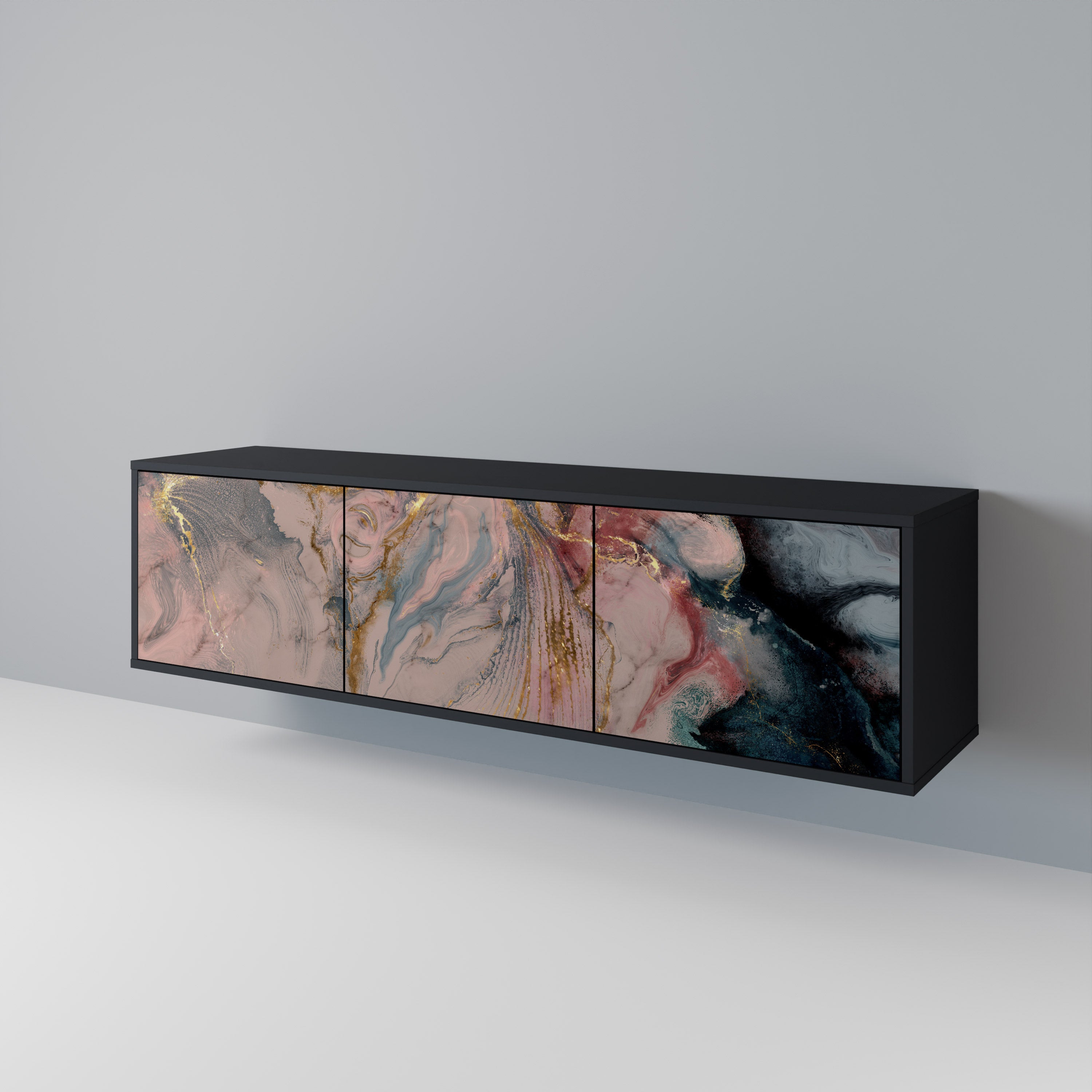 GILDED SWIRLS Třídveřový TV stolek