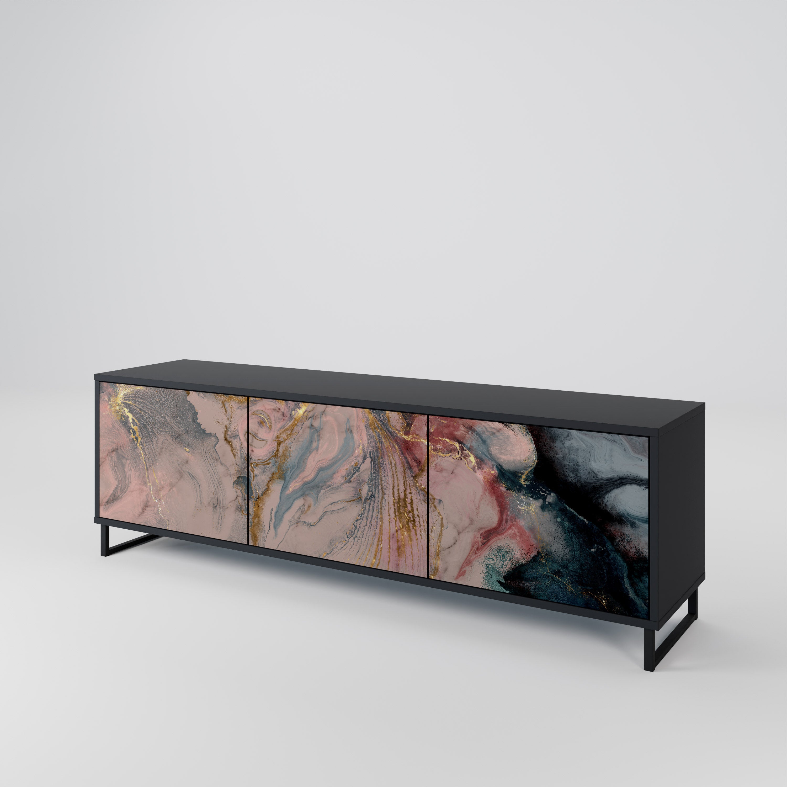 GILDED SWIRLS Třídveřový TV stolek