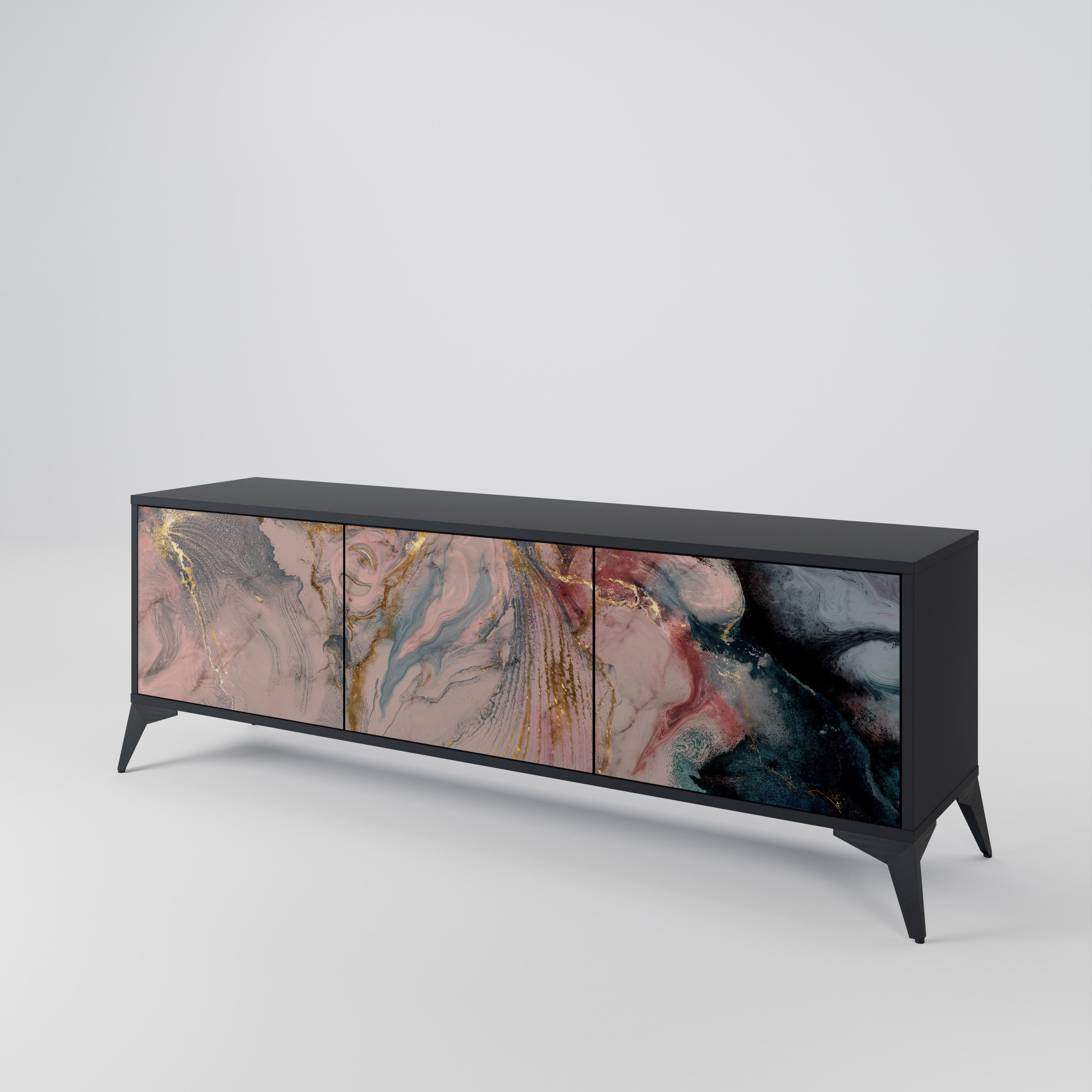 GILDED SWIRLS Třídveřový TV stolek
