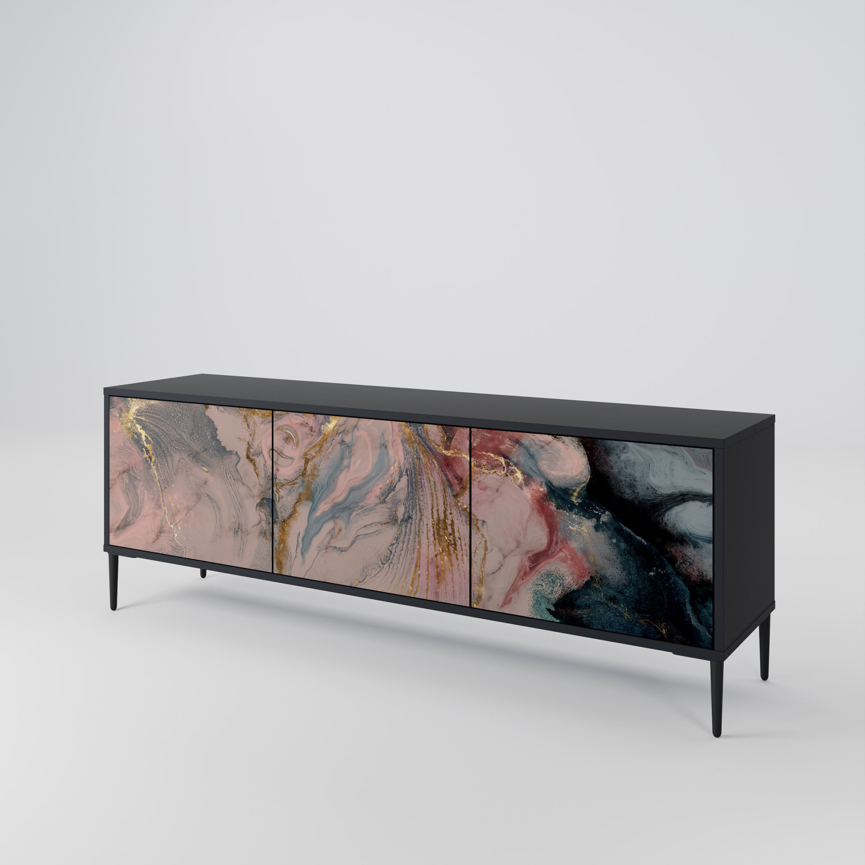GILDED SWIRLS Třídveřový TV stolek