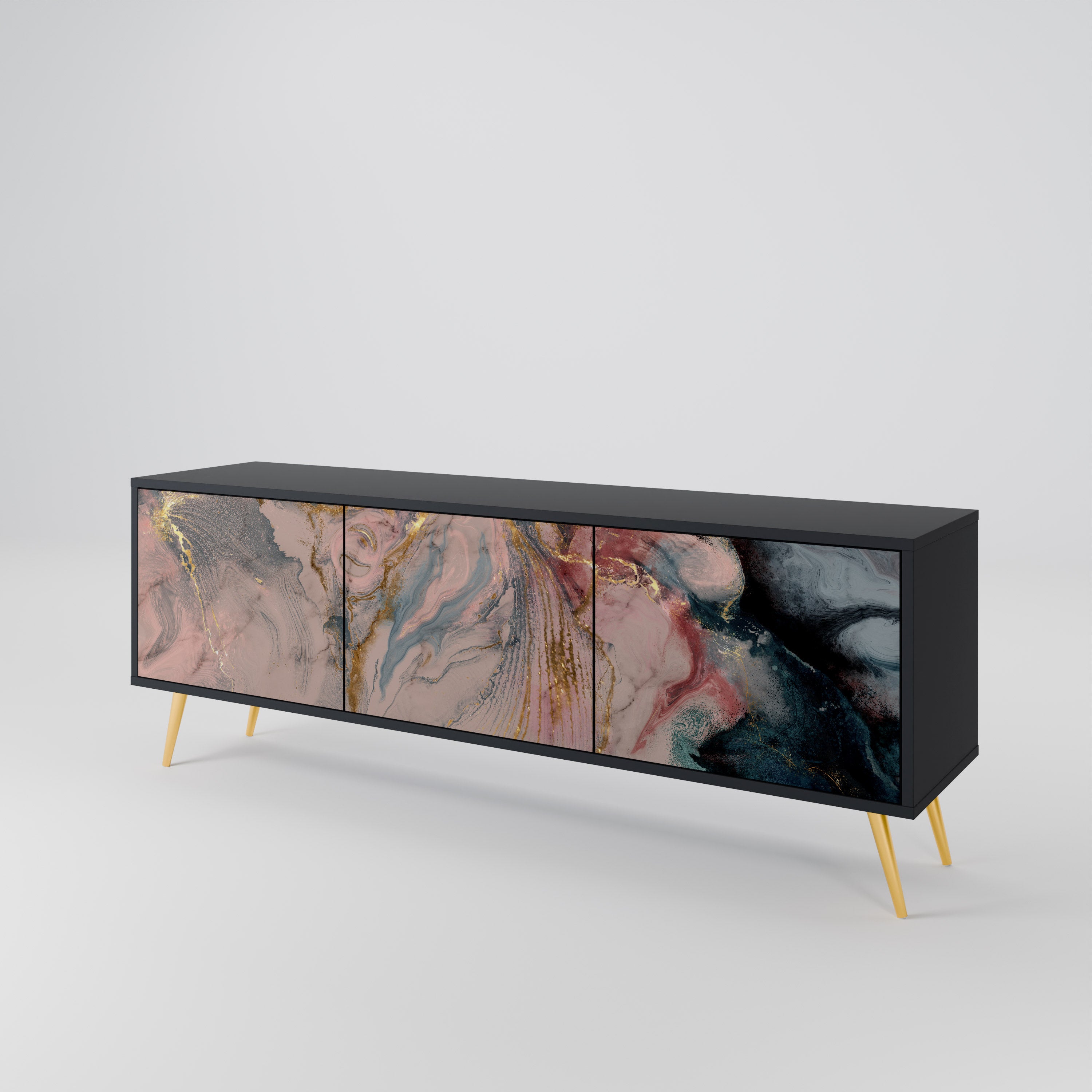 GILDED SWIRLS Třídveřový TV stolek