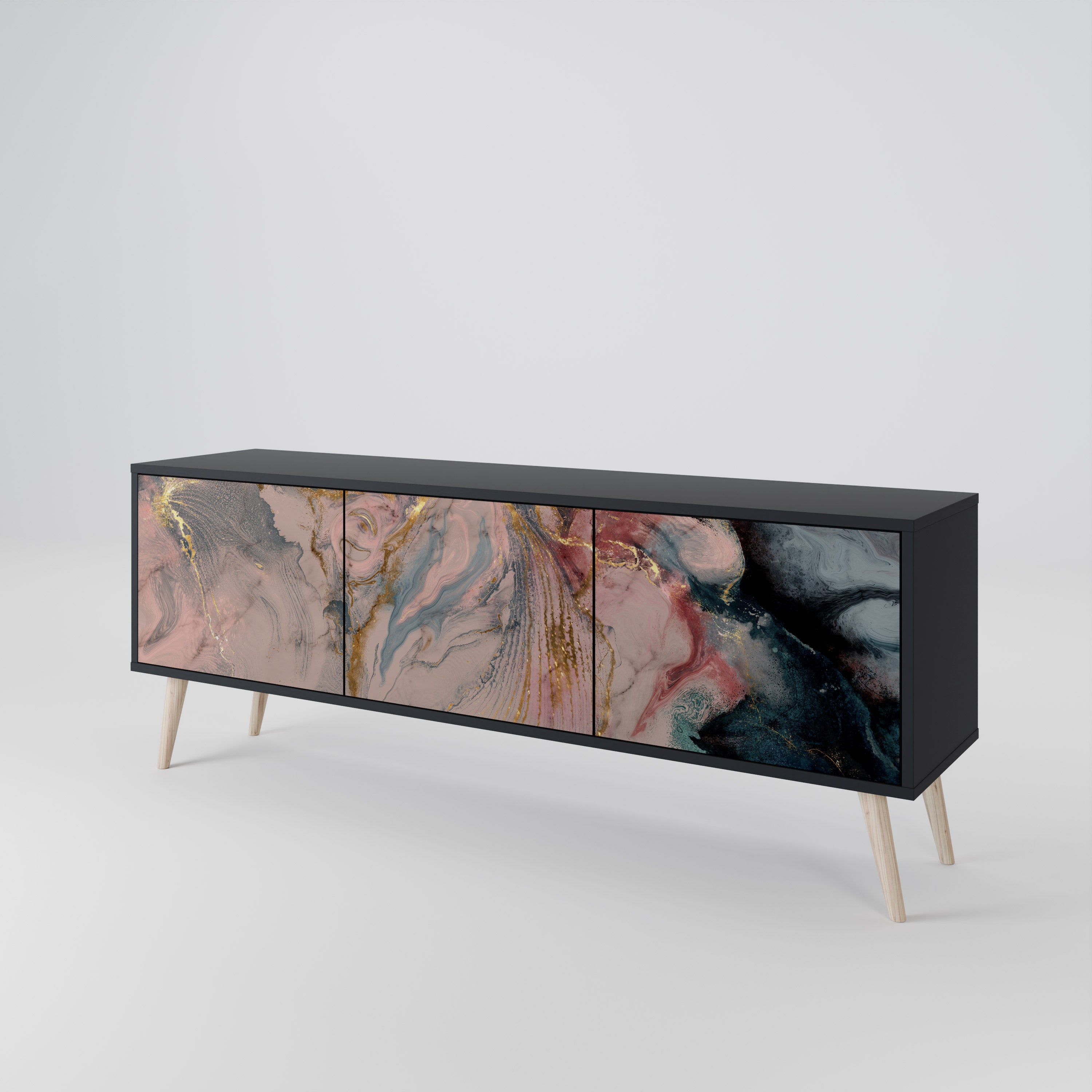 GILDED SWIRLS Třídveřový TV stolek