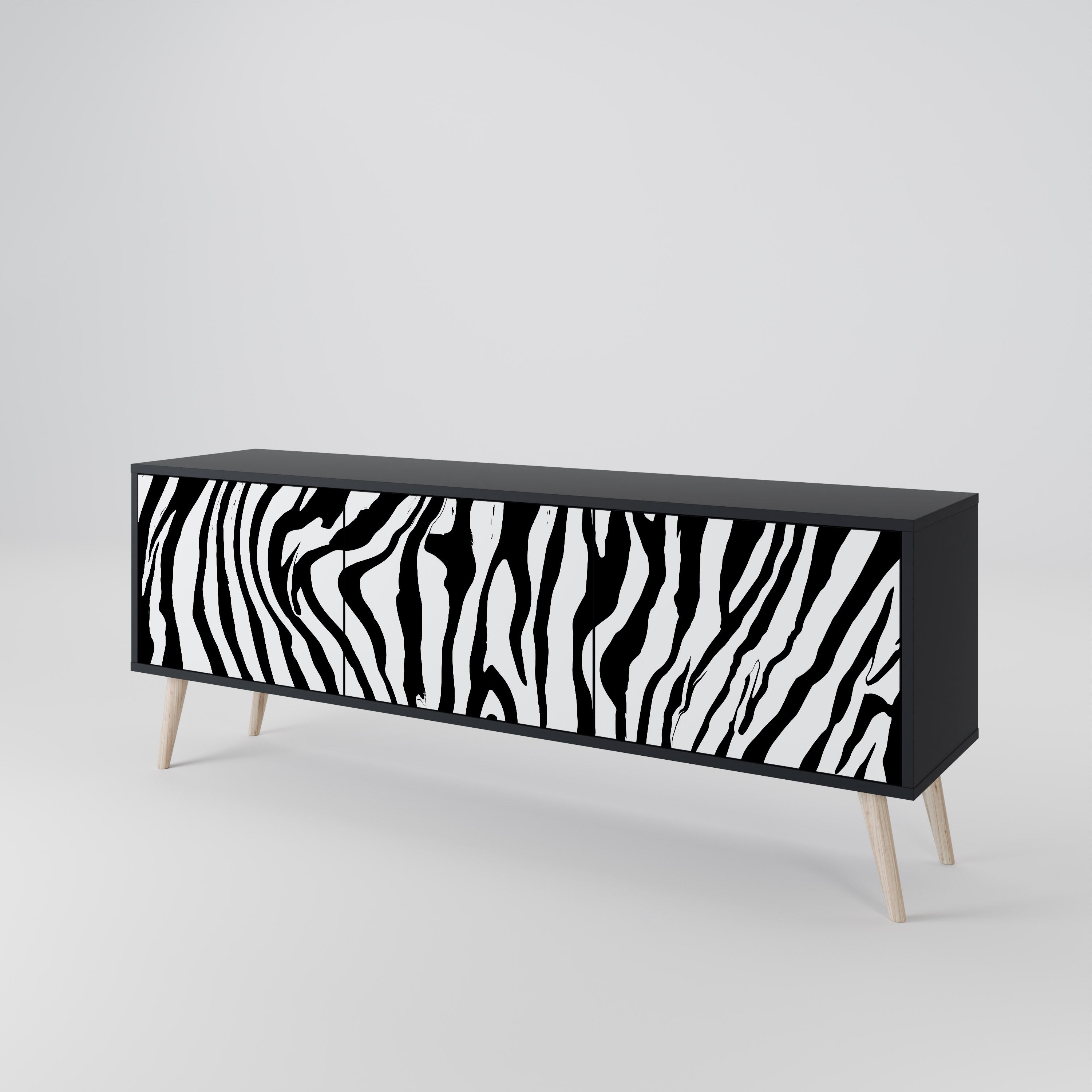 SPLENDID ZEBRA Třídveřový TV stolek