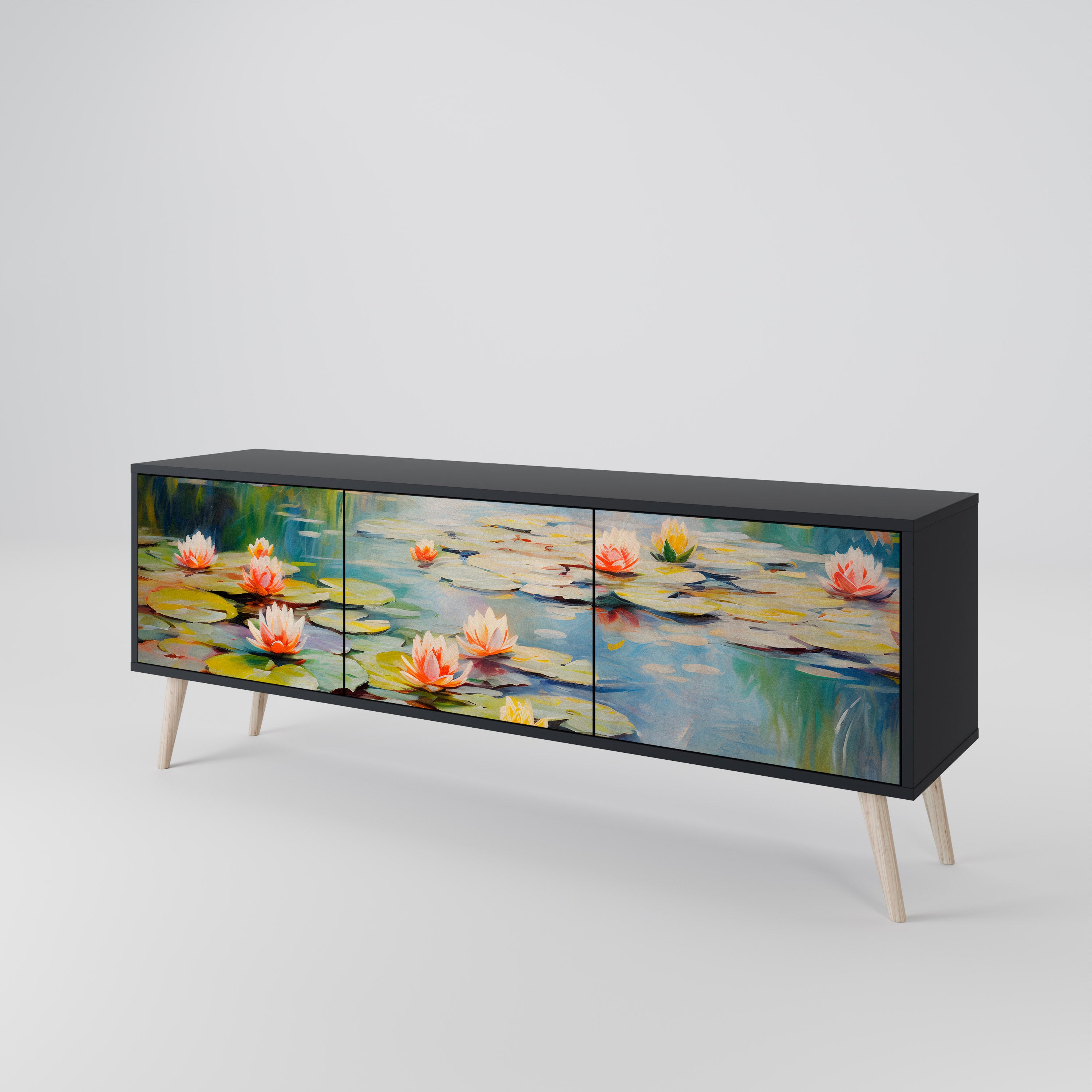 BLOOMING WATERS Třídveřový TV stolek