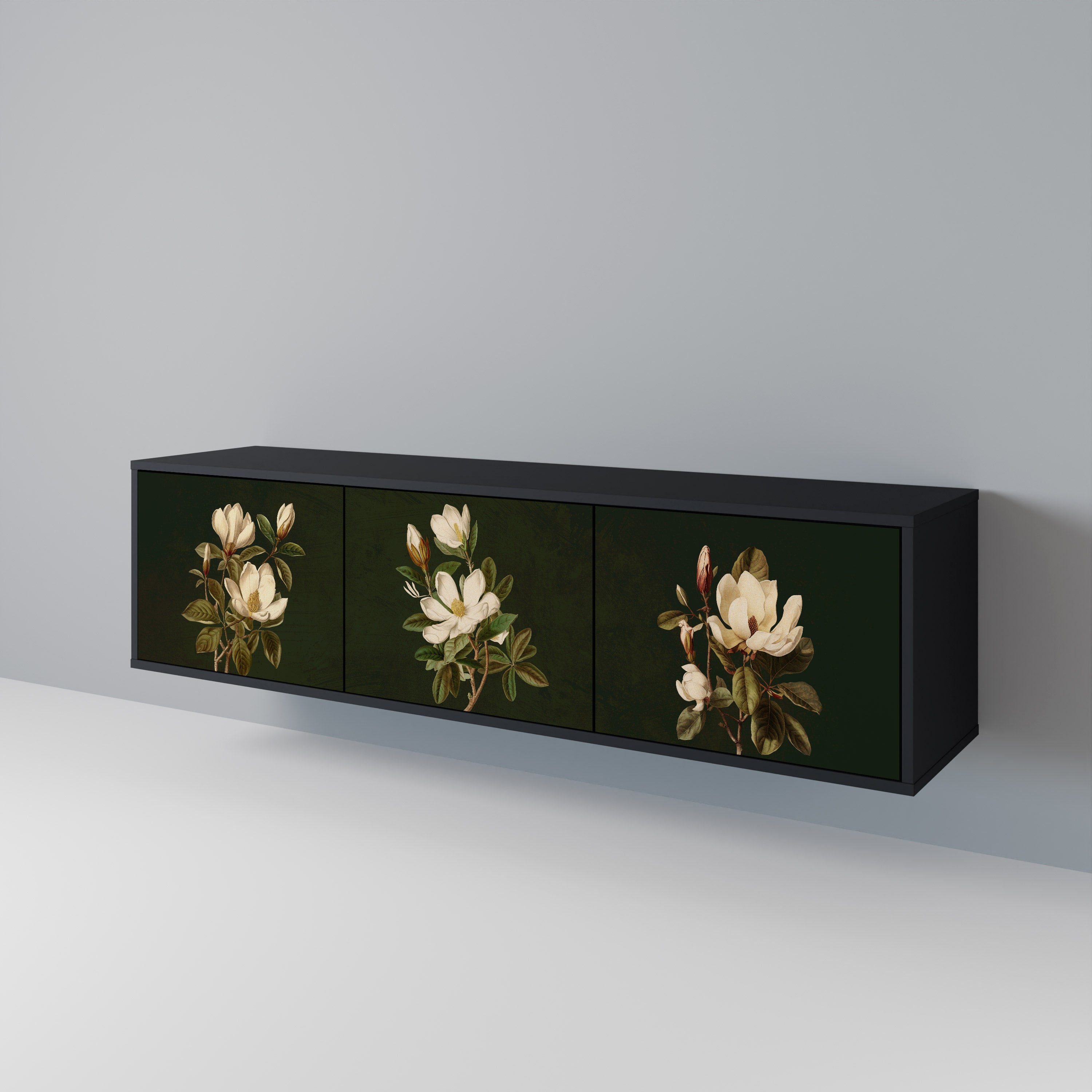 FLORAL NOIR Třídveřový TV stolek