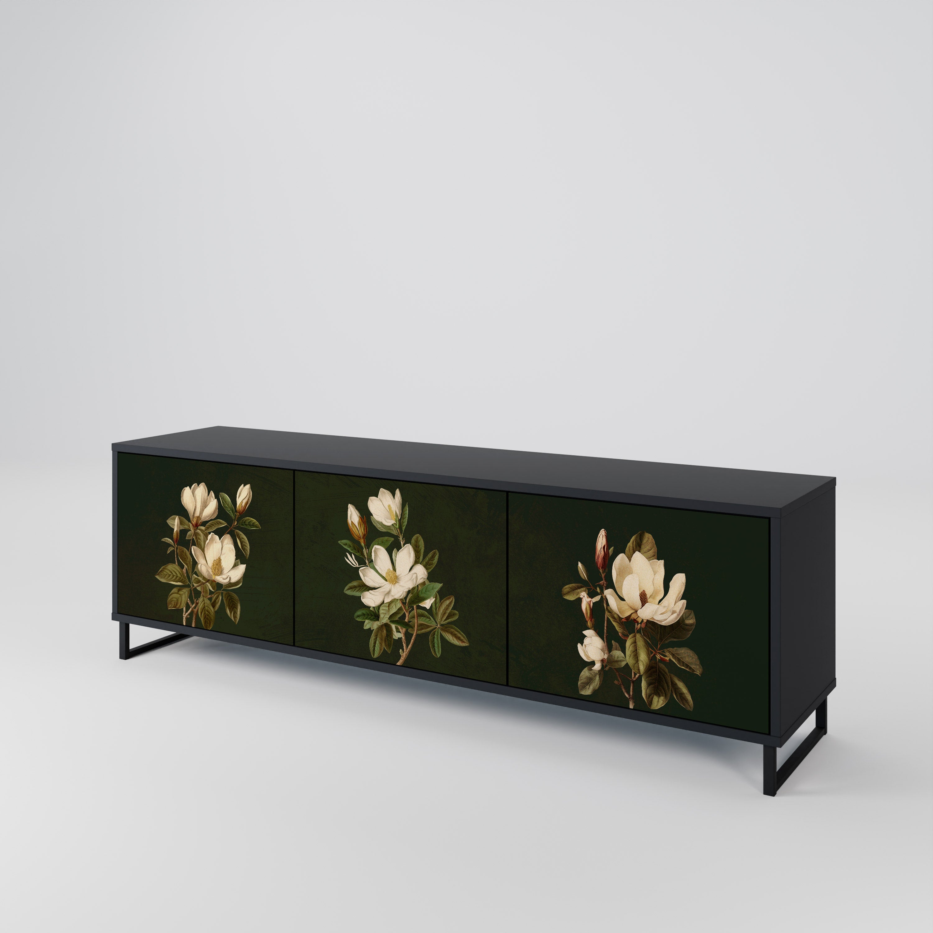 FLORAL NOIR Třídveřový TV stolek