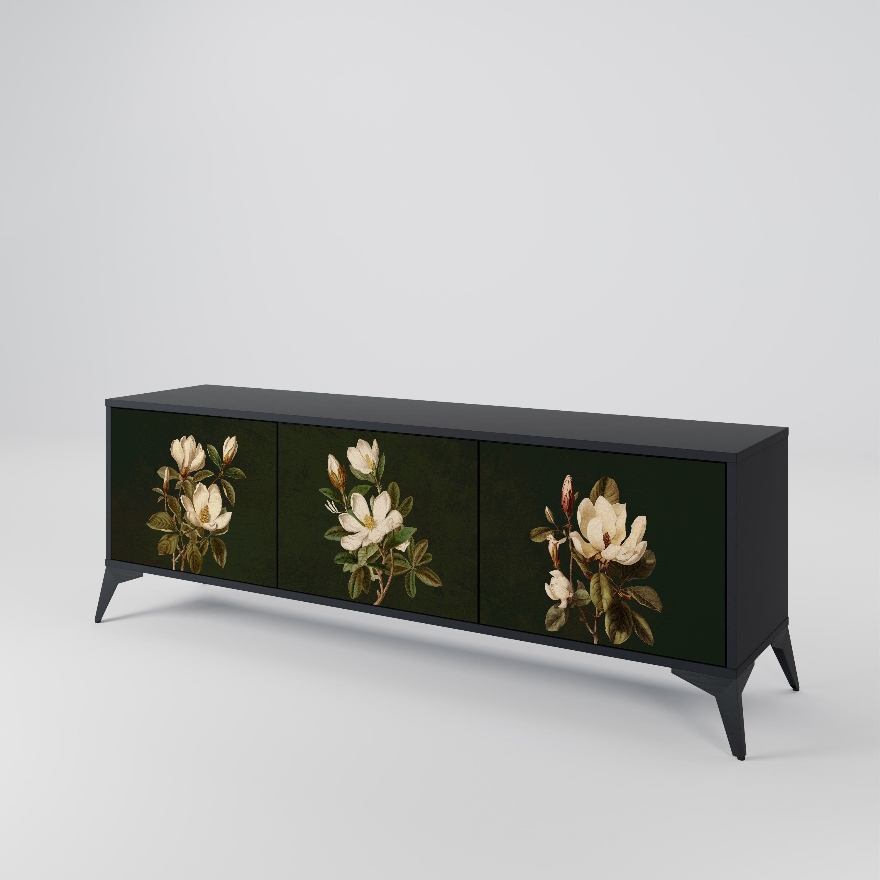FLORAL NOIR Třídveřový TV stolek