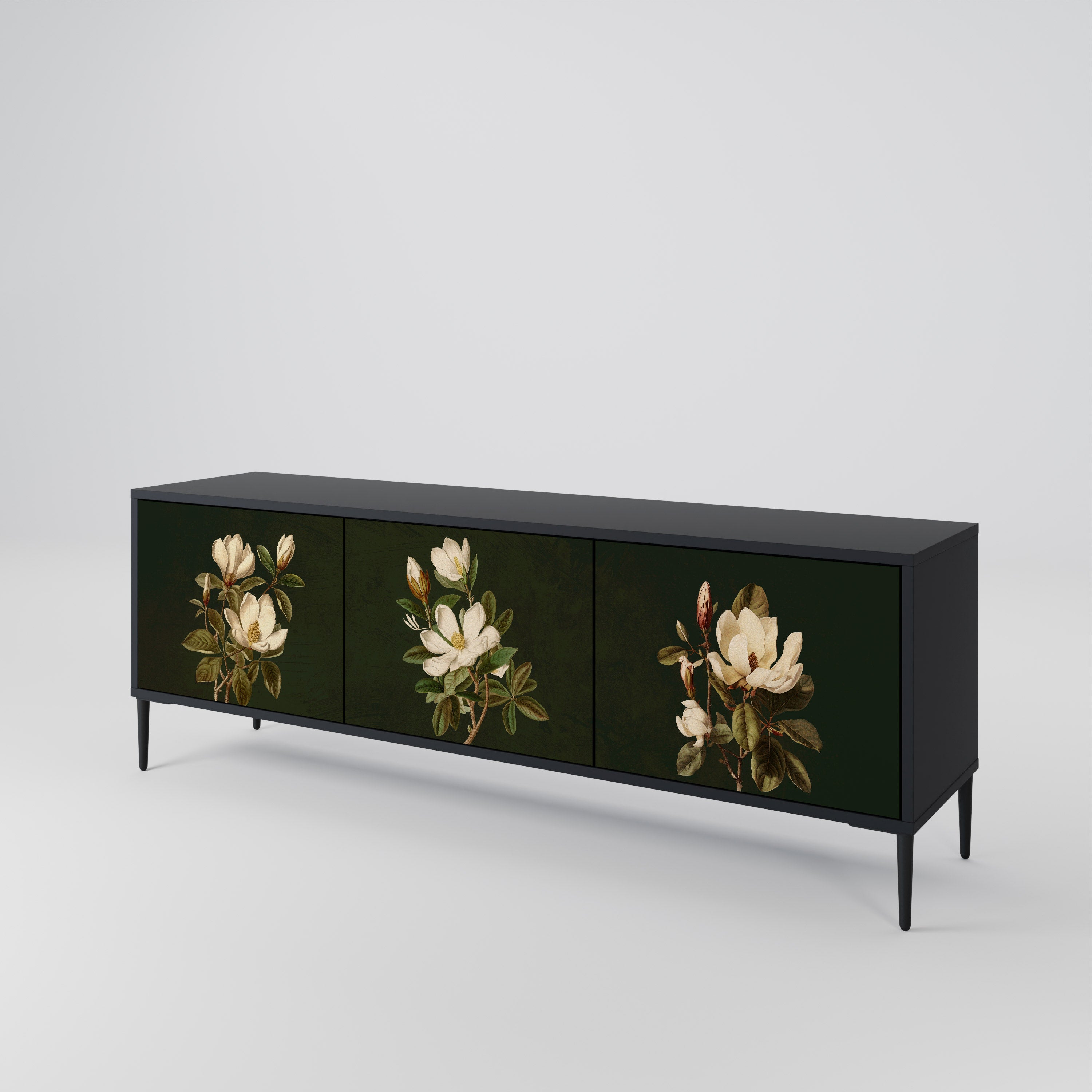 FLORAL NOIR Třídveřový TV stolek