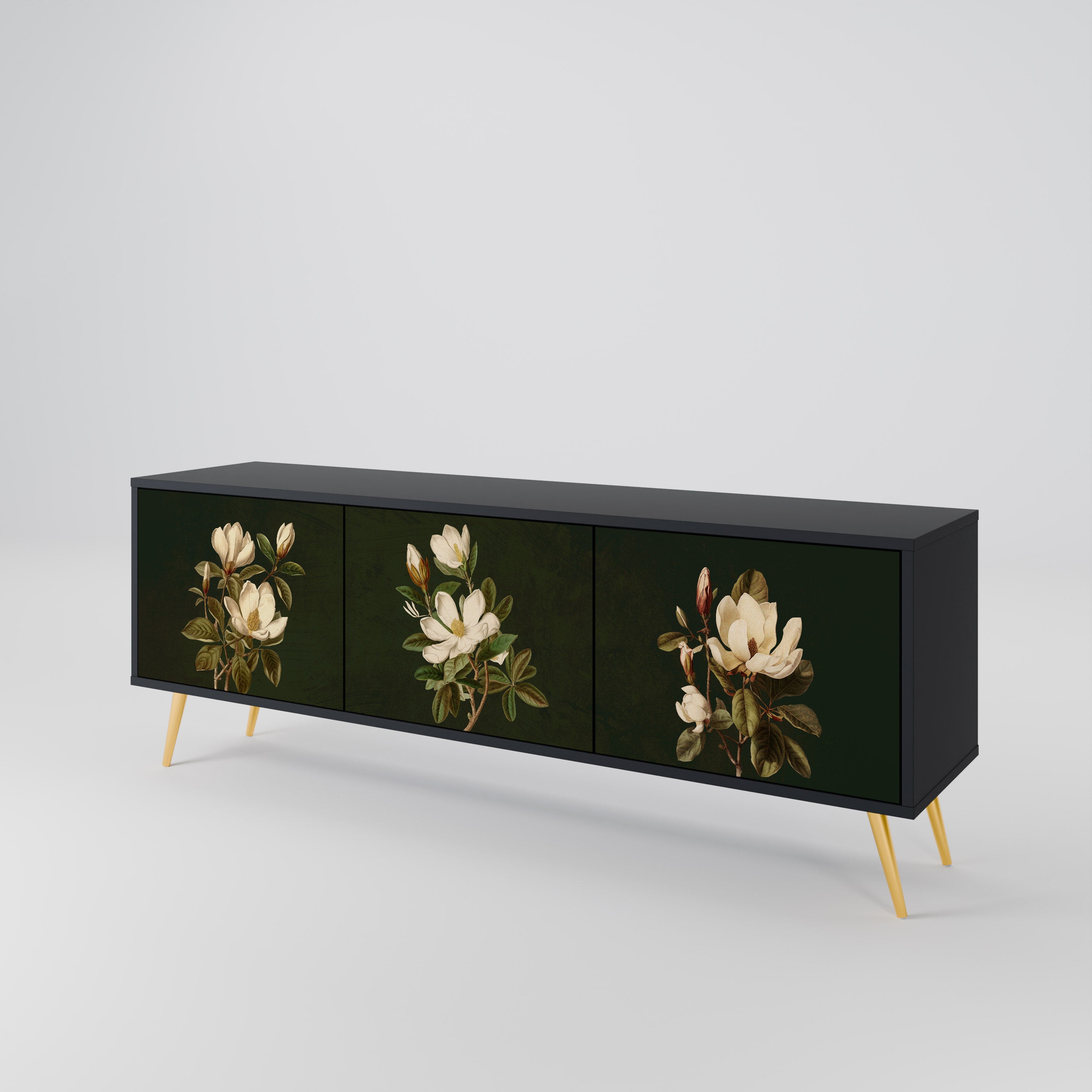 FLORAL NOIR Třídveřový TV stolek