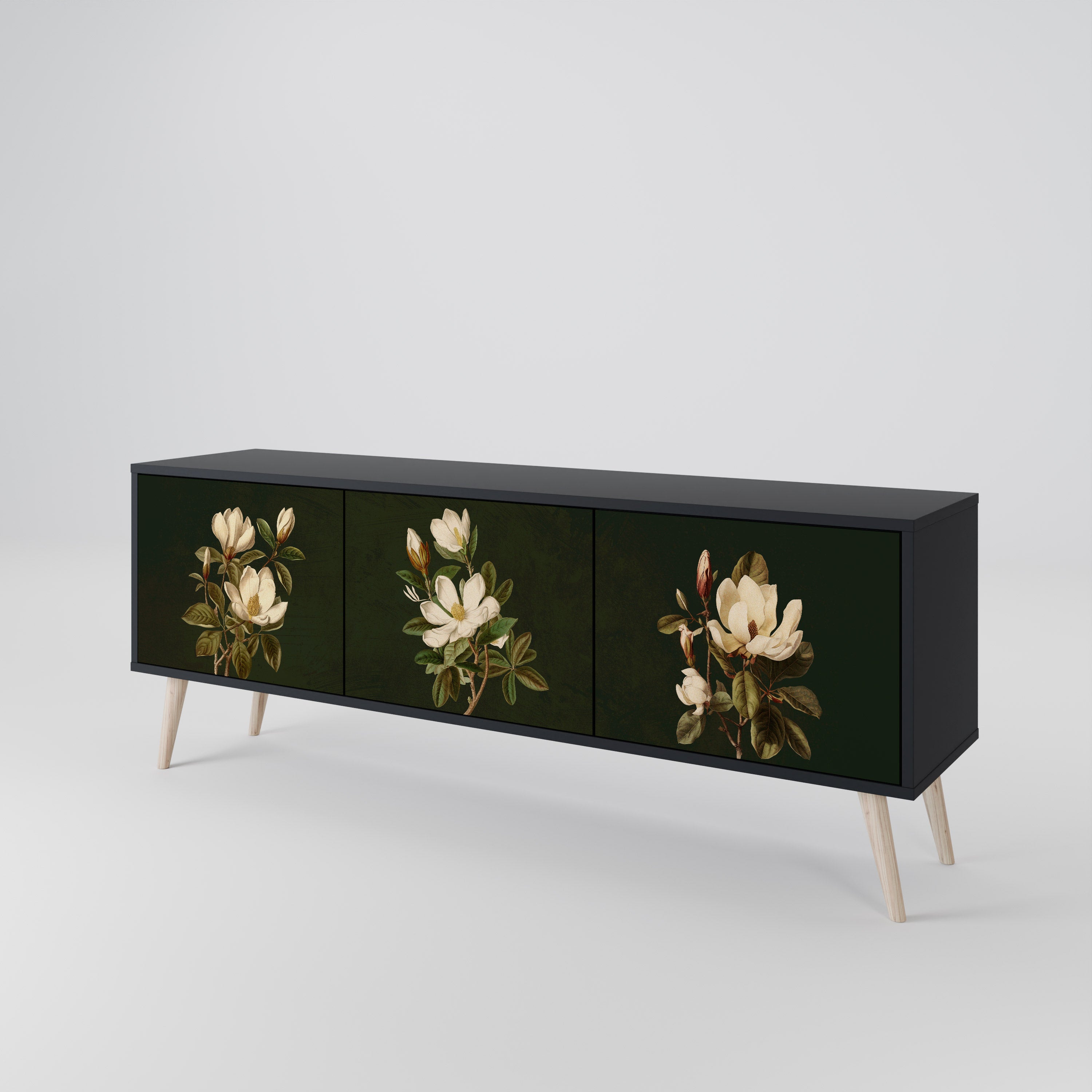 FLORAL NOIR Třídveřový TV stolek