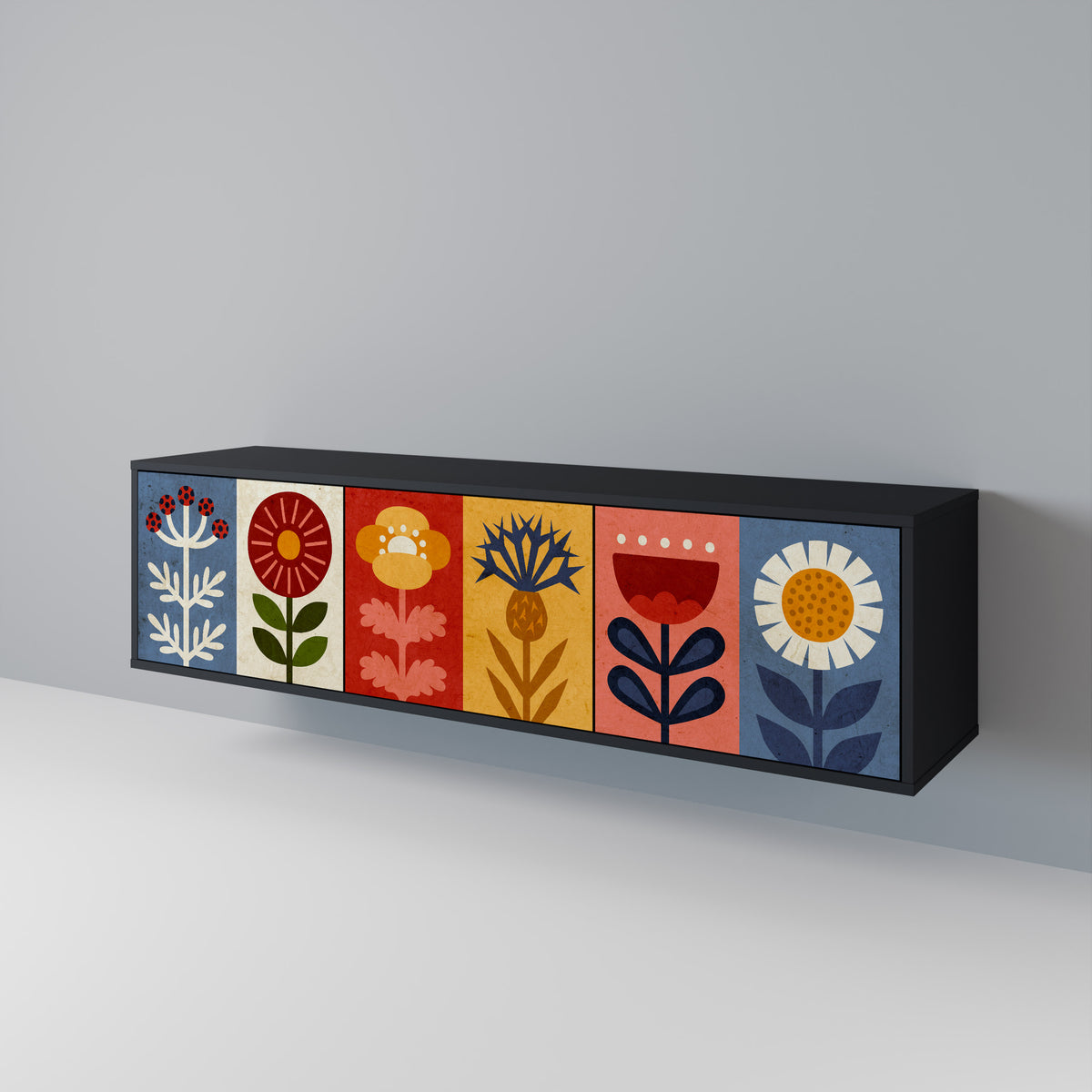 SCANDIC FLOWERET Třídveřový TV stolek