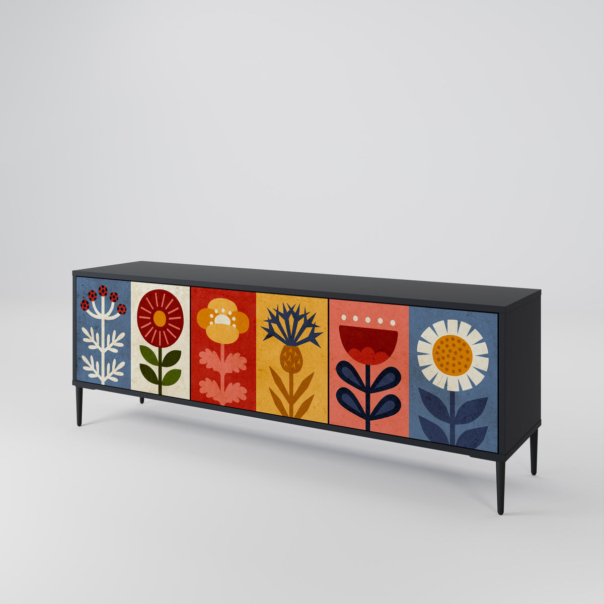 SCANDIC FLOWERET Třídveřový TV stolek