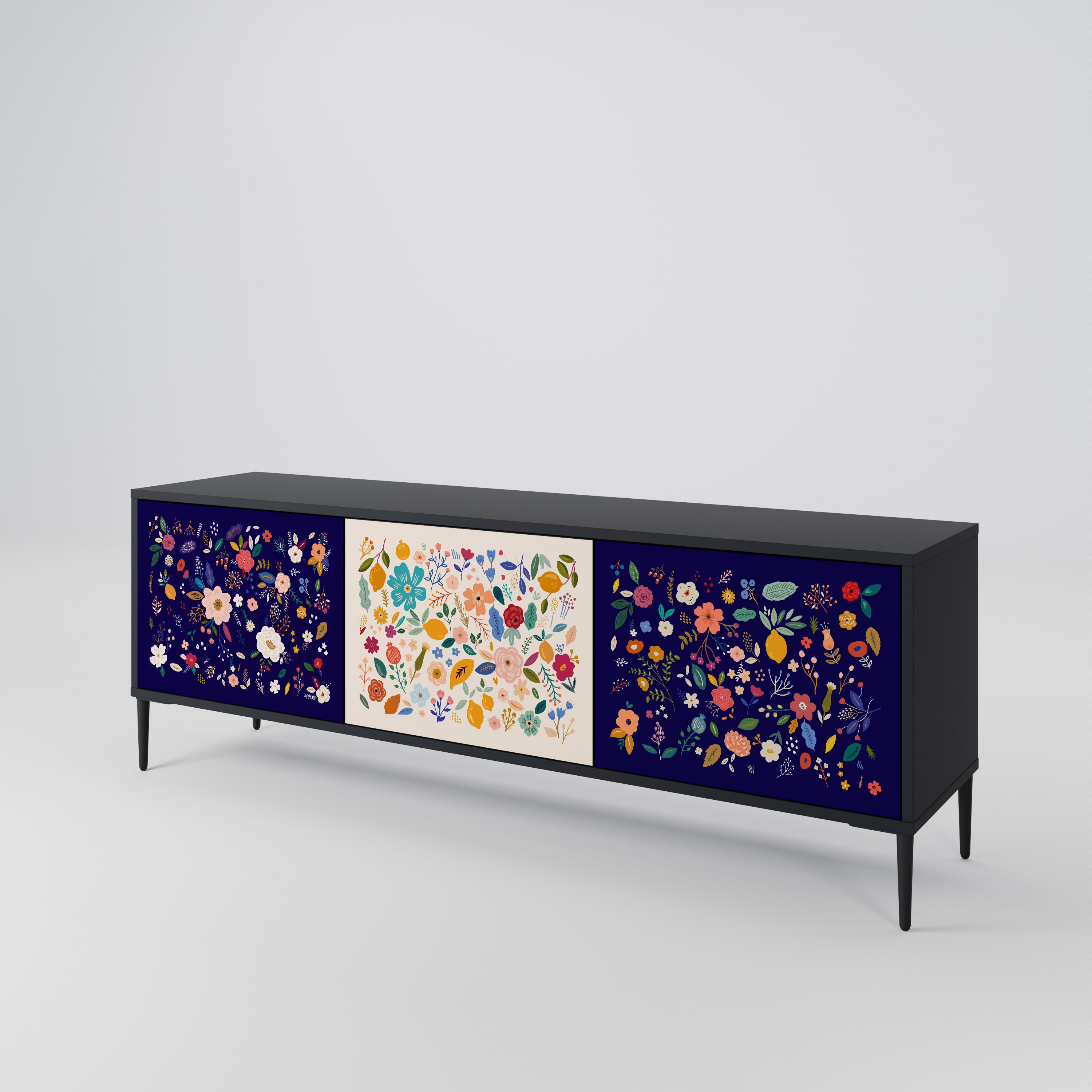 FLORAL COMBINATION 3-Door TV Cabinet