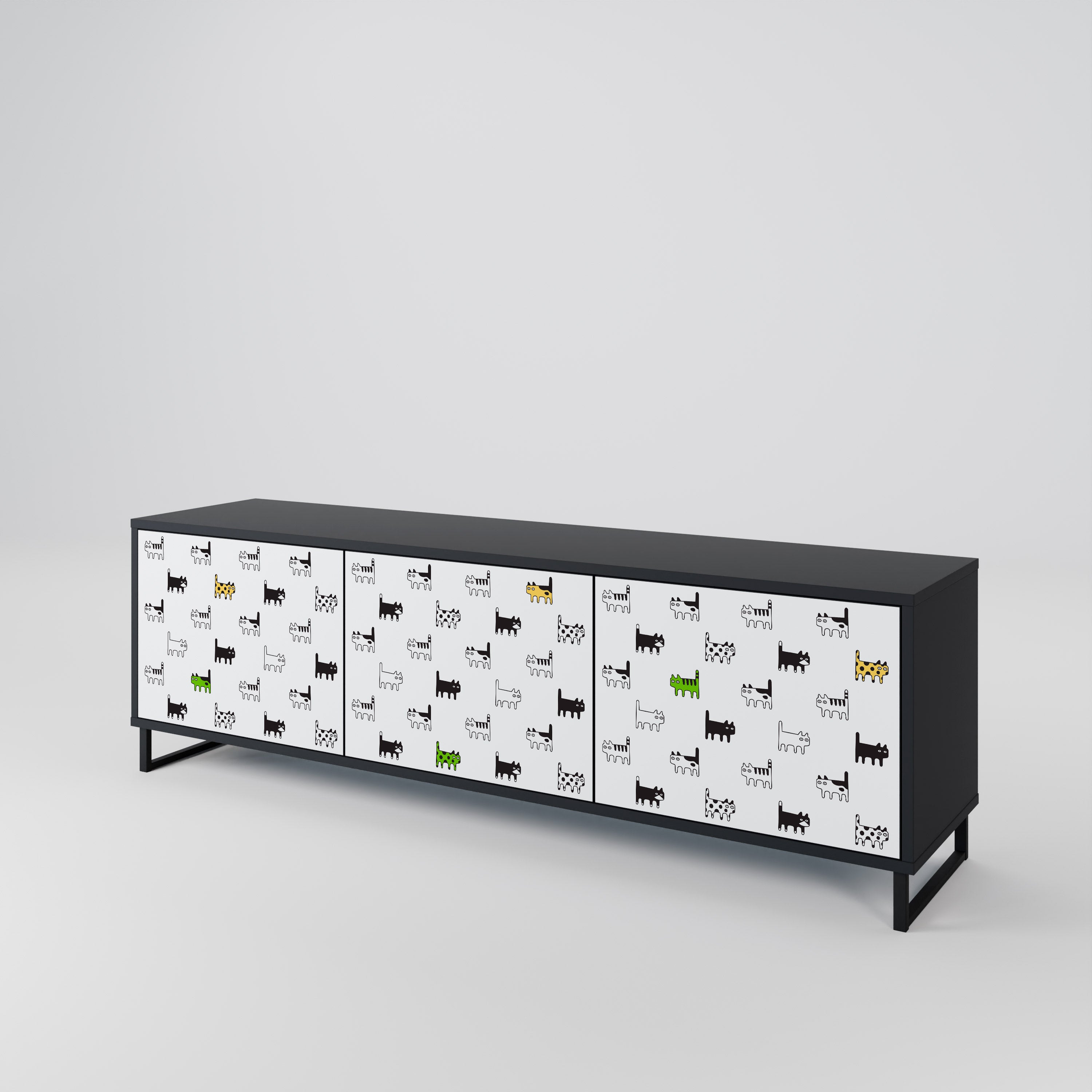 CATS COMPILATION 3-Door TV Cabinet