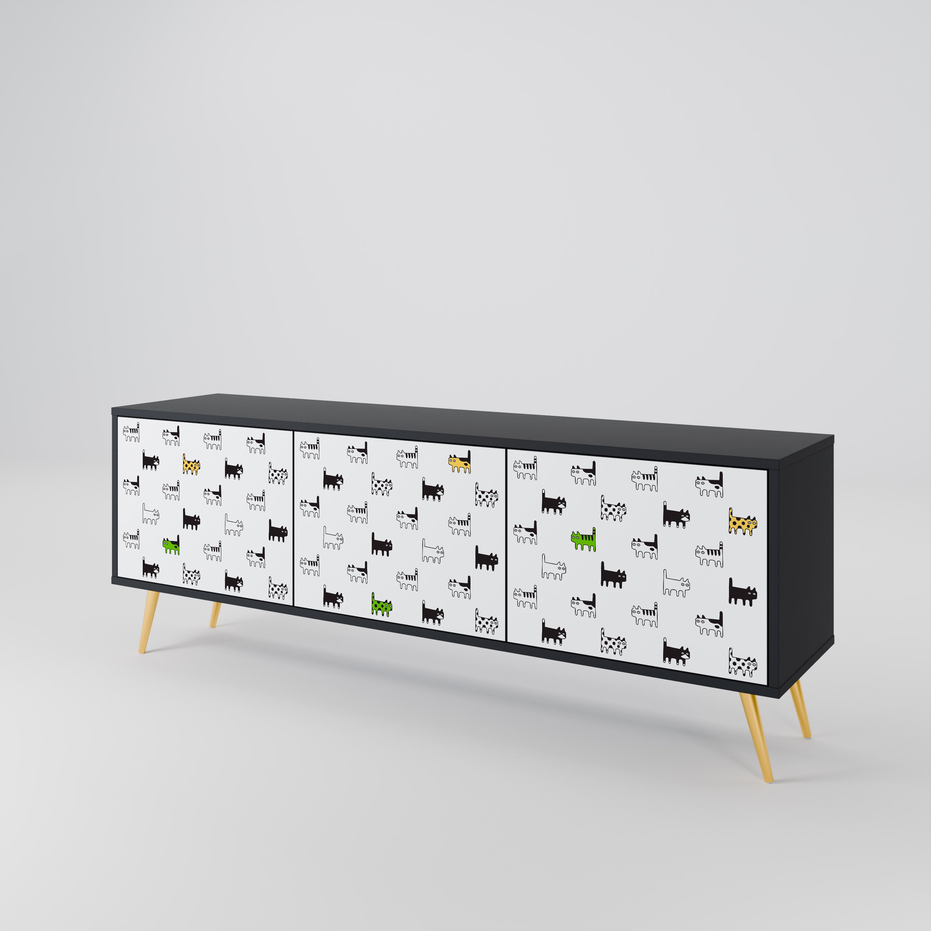 CATS COMPILATION 3-Door TV Cabinet