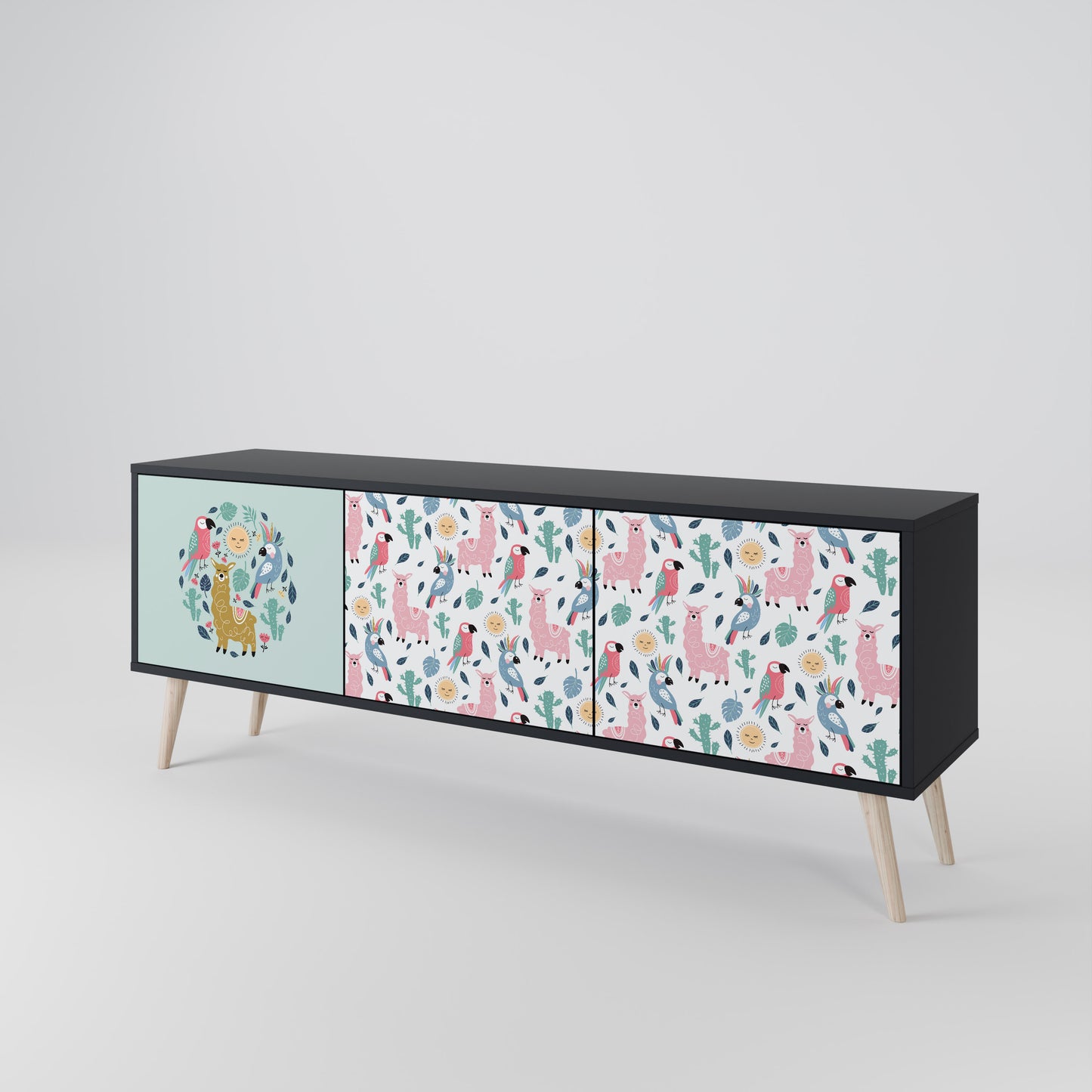 COLORFUL ALPACAS Třídveřový TV stolek