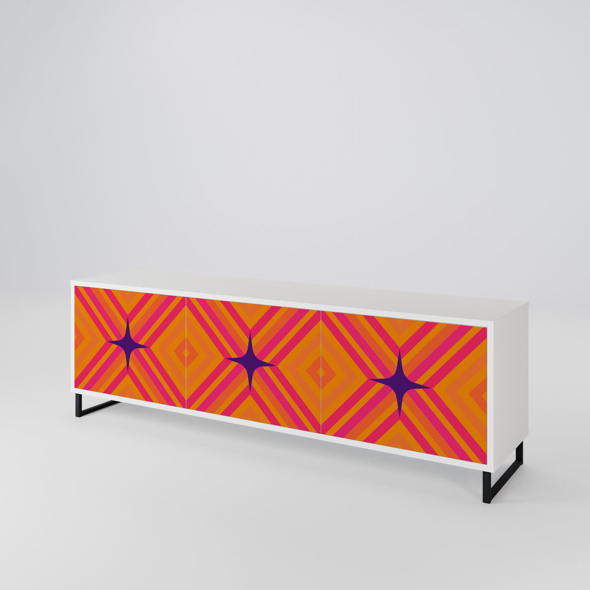 GEOMETRIC BRILLIANCE Třídveřový TV stolek